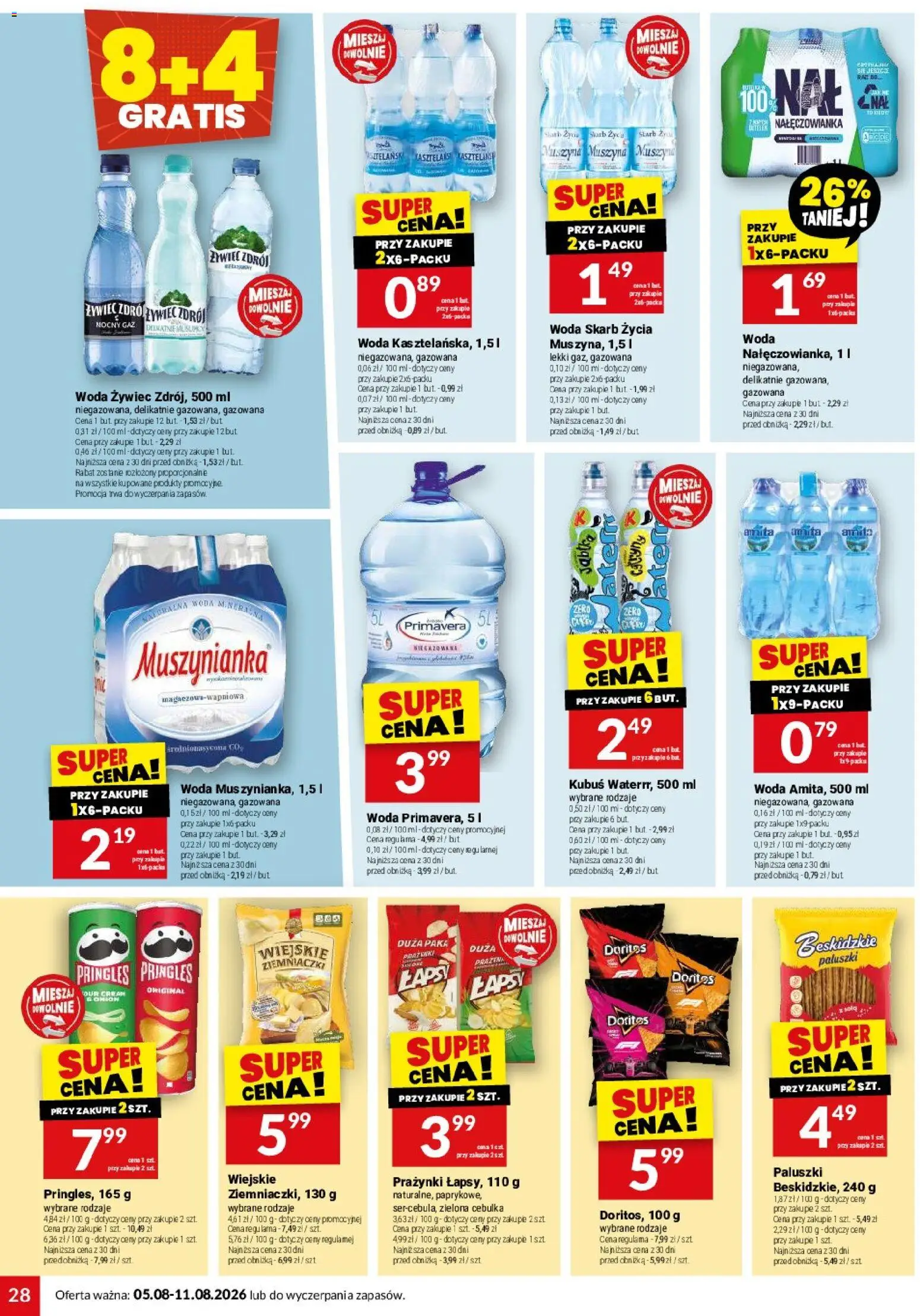 Twój Market gazetka od 05.08.2026 | Strona: 28 | Produkty: Woda żywiec, Doritos, Pringles, Woda