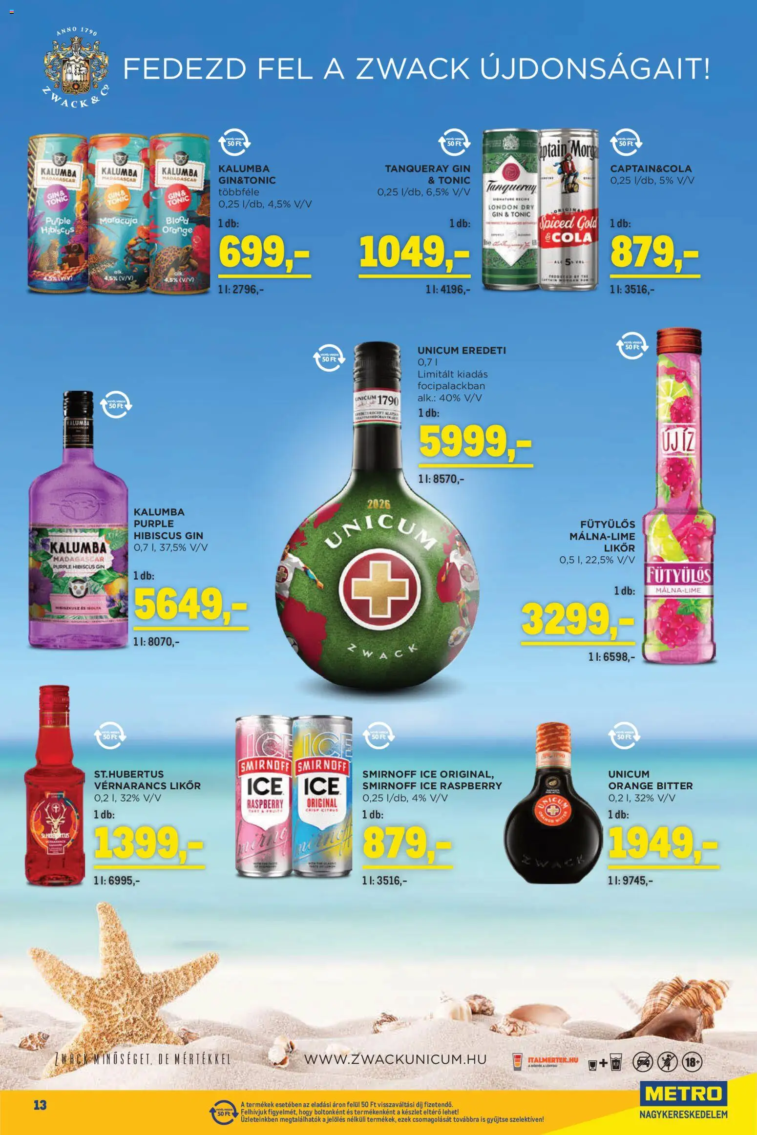 Metro akciós ujság - amely érvényes a következő dátumtól: 01.06.2026 | Oldal: 13 | Termékek: Tonic, Gin, Likőr, Só