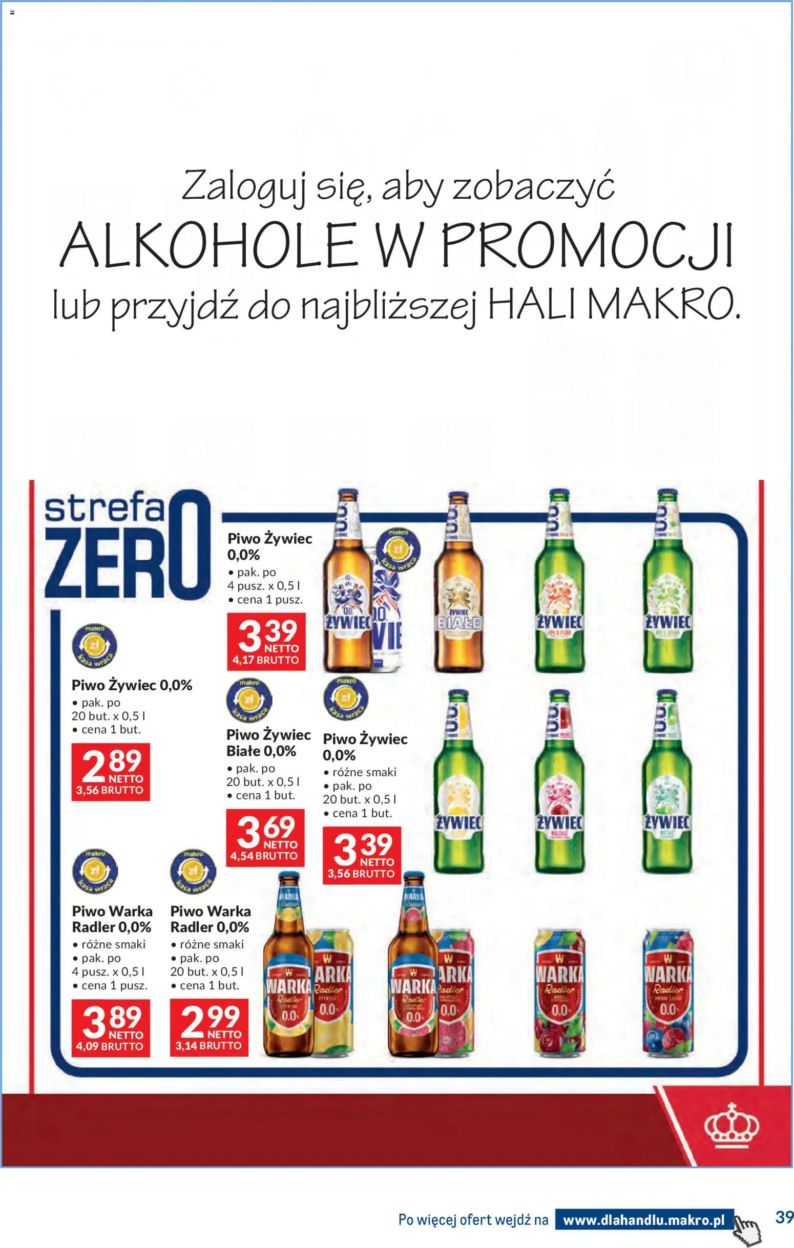Makro gazetka - Dystrybucja do sklepów od 14.04.2026 | Strona: 39 | Produkty: Warka, Piwo Warka, Piwo