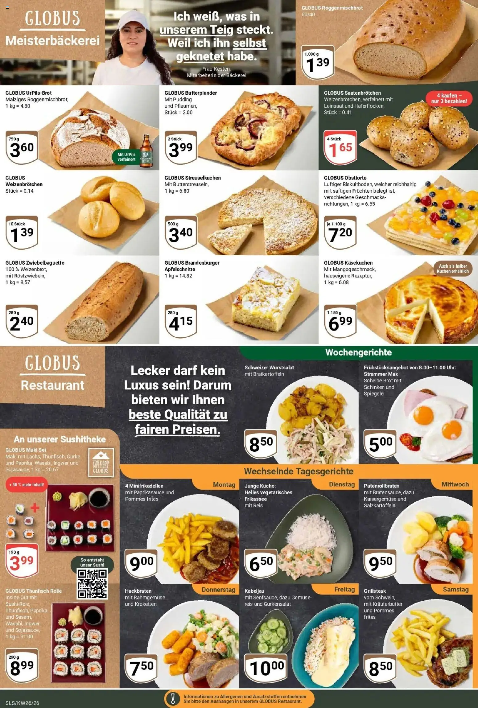 Globus Prospekt Saarlouis – gültig ab 21.06.2026 | Seite: 11 | Produkte: Pudding, Brot, Schinken, Uhr