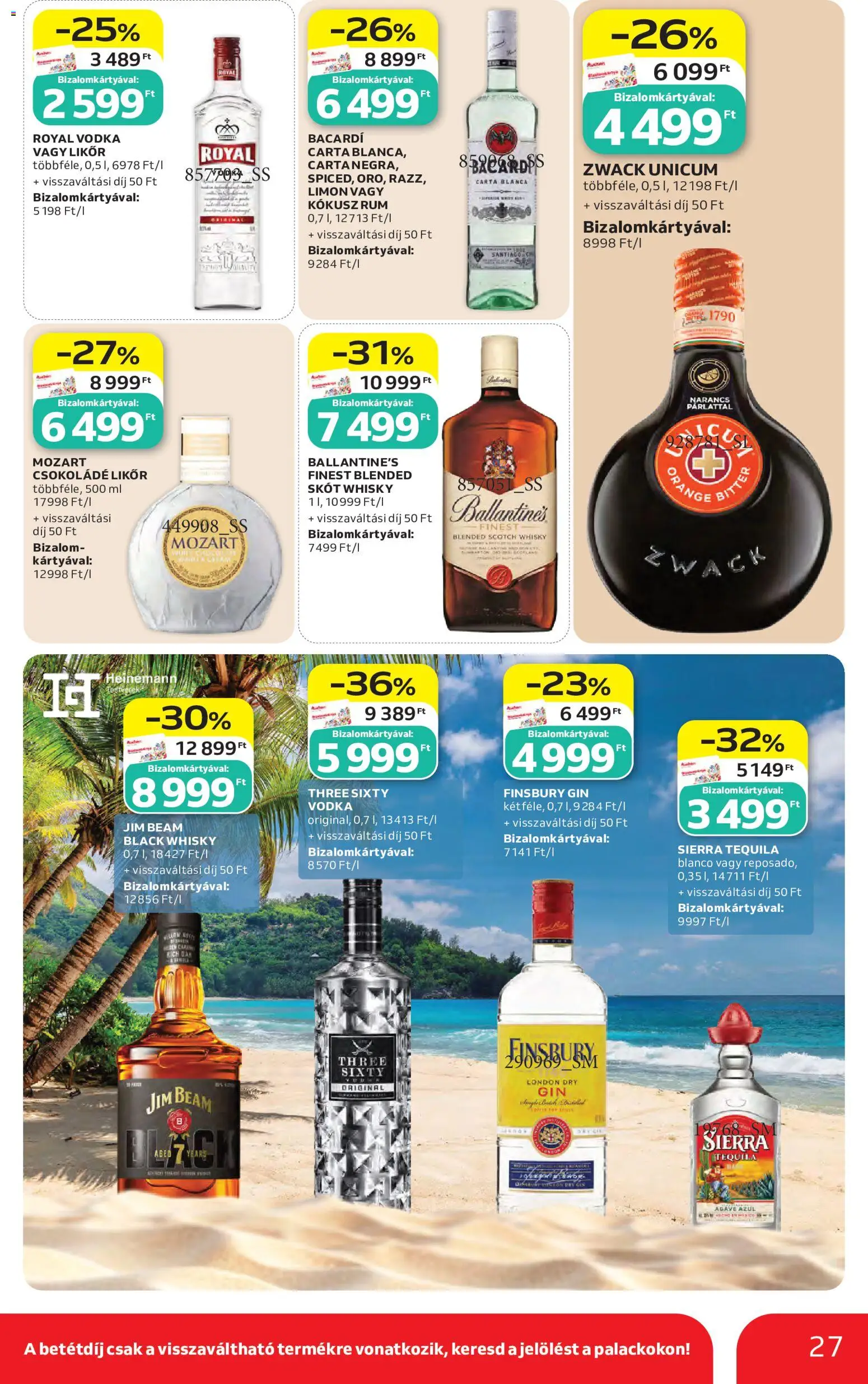 Auchan akciós ujság - amely érvényes a következő dátumtól: 2026.09.10. | Oldal: 27 | Termékek: Rum, Gin, Vodka, Whisky
