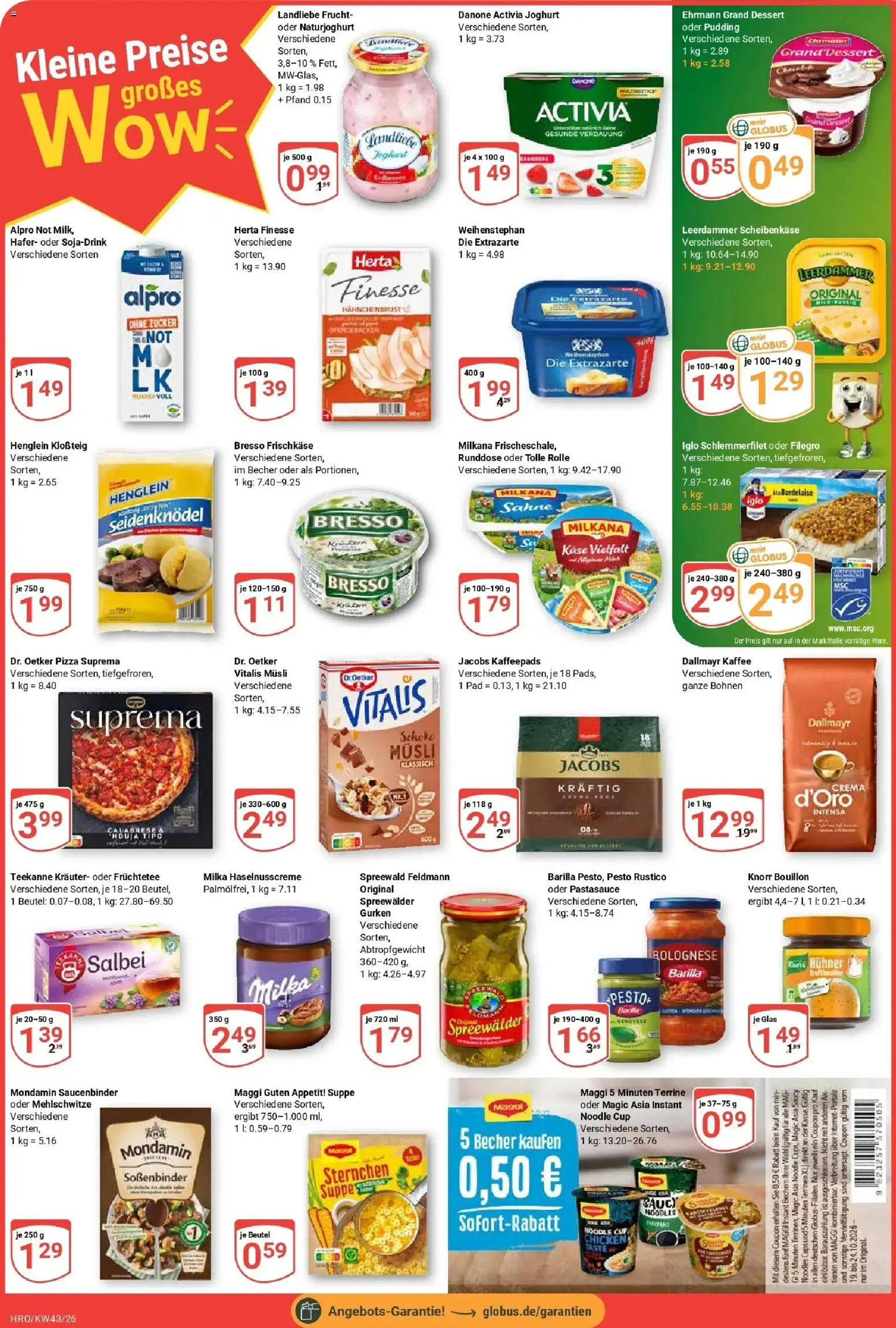 Globus Prospekt Rostock (ab 19.10.2026) » Angebote online | Seite: 2 | Produkte: Danone activia, Barilla pesto, Bresso, Hahnchenbrust