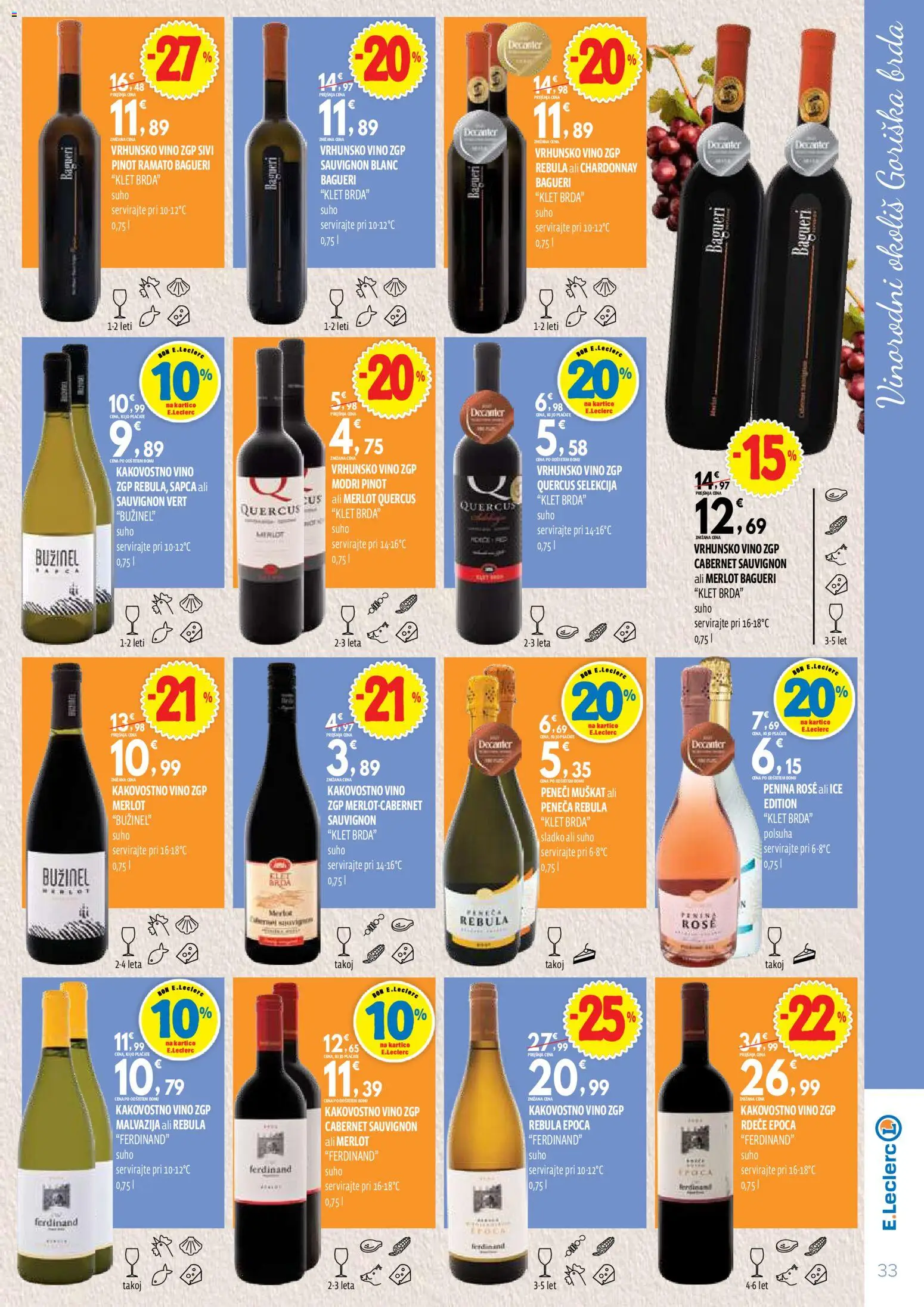 Novi E.leclerc katalog ponudbe – veljaven od 13.10.2026 | Stran: 33 | Izdelki: Penina, Vino