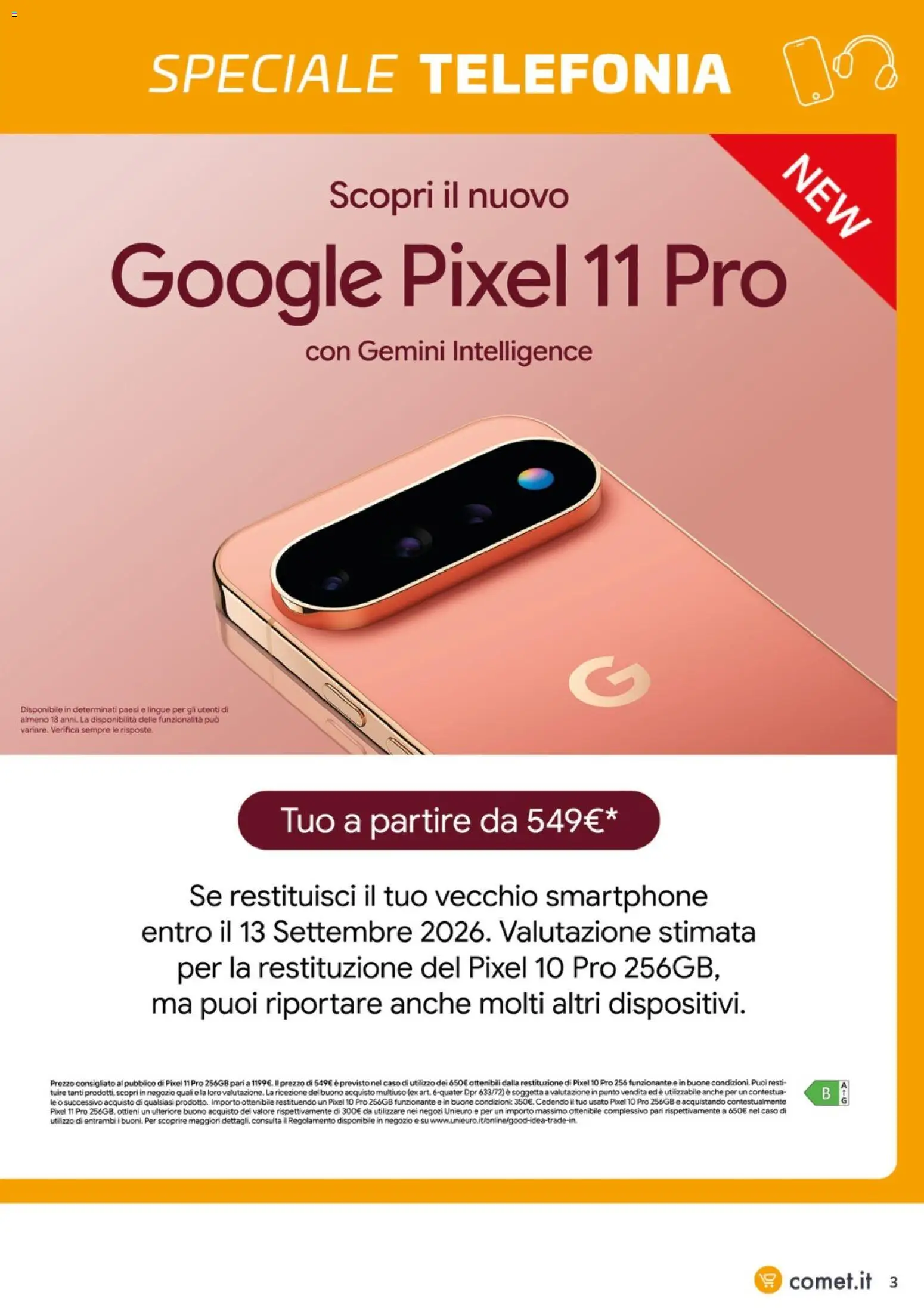 Volantino Comet del 21/08/2026 | Pagina: 3 | Prodotti: Smartphone