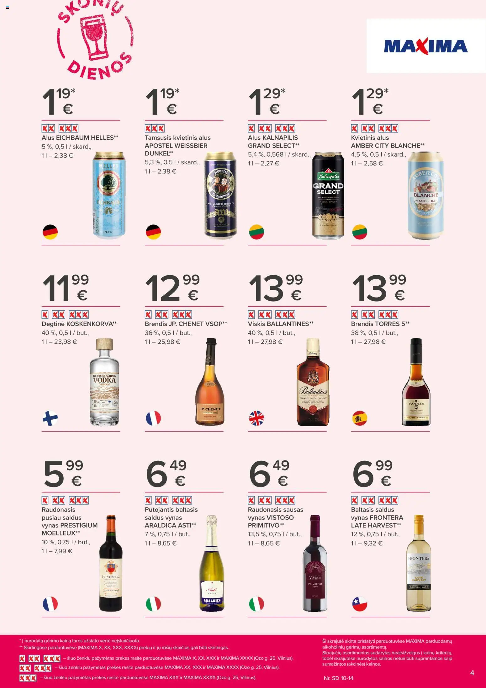 MAXIMA akcijos nuo 2026.10.01 | Puslapis: 4 | Prekių: Degtinė, Viskis, Vynas, Alus