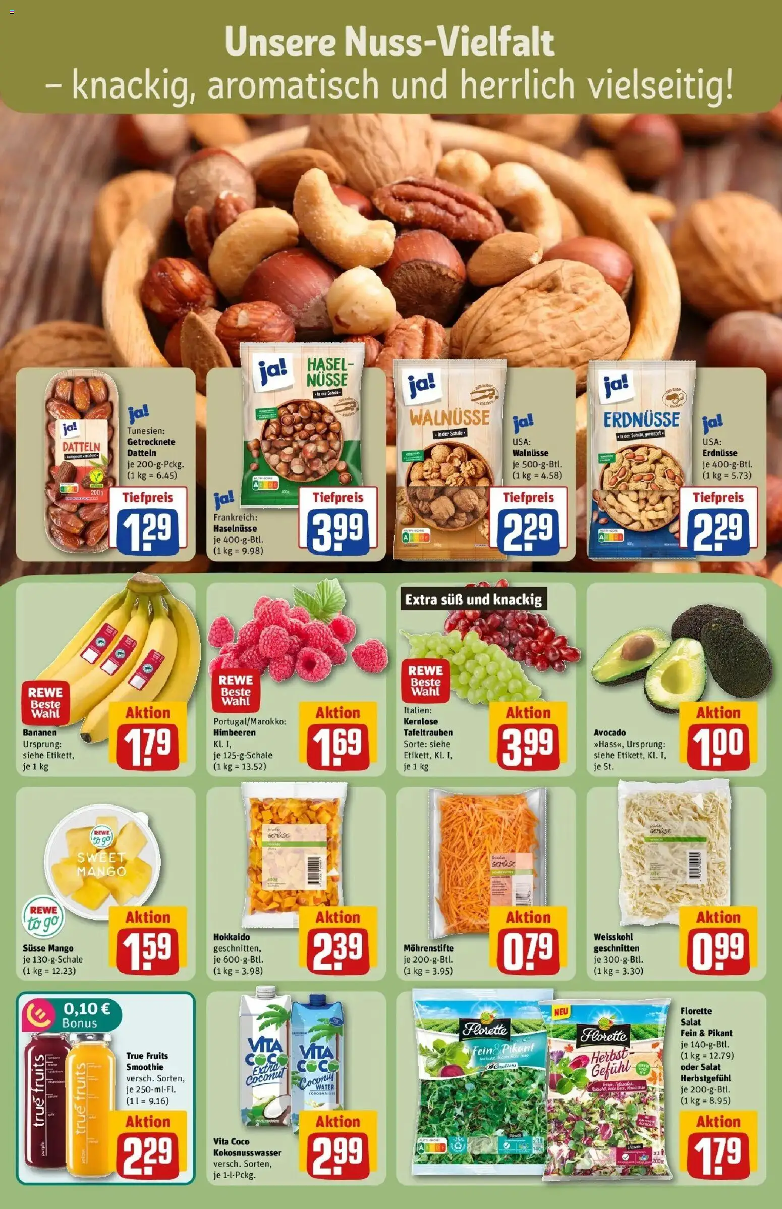 REWE Prospekt ab 26.10.2026 zum Blättern » Angebote | Seite: 6 | Produkte: Himbeeren, Walnüsse, Avocado, Mango