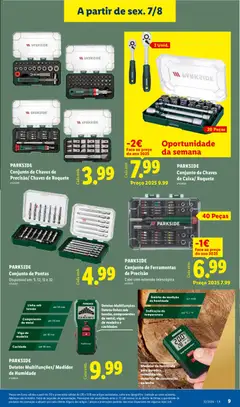Pré-visualização Conjunto de Chaves de Caixa/ Roquete, Conjunto de chaves de caixa e roquete com 20 peças. válido de 03/08/2026 | Página: 9 | Produtos: Cabo, Ferramentas, Caixa