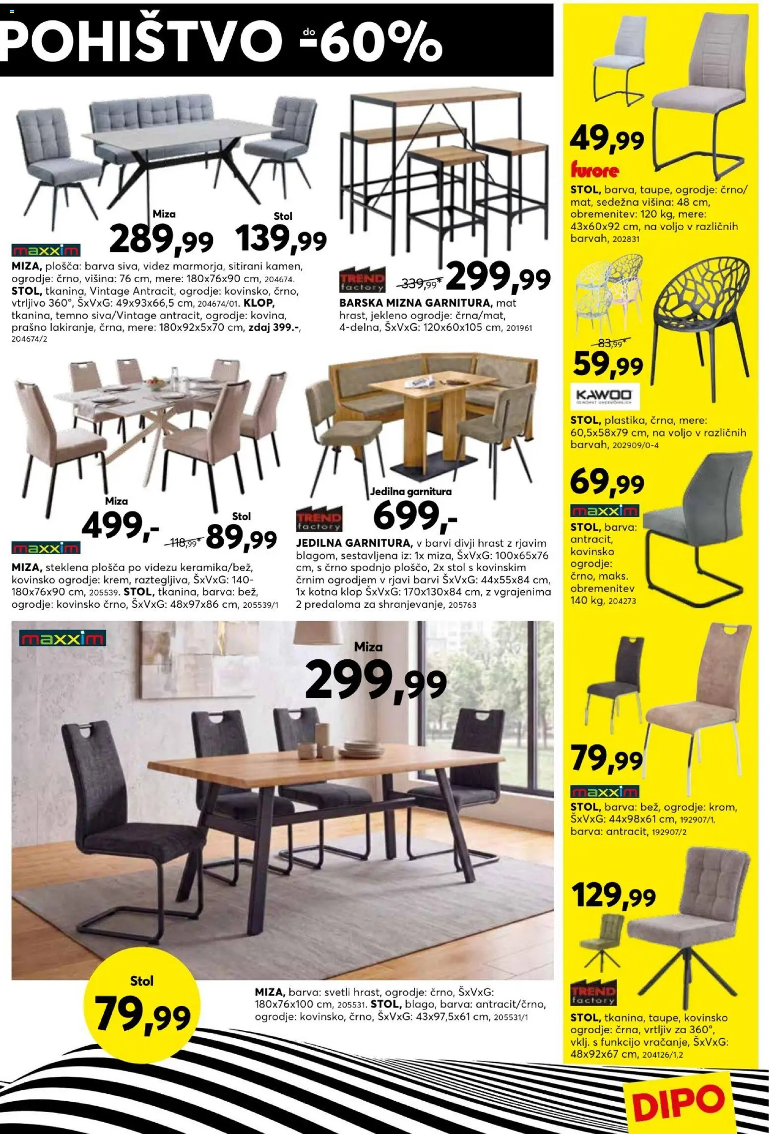 Novi Dipo katalog ponudbe – veljaven od 23.09.2026 | Stran: 13 | Izdelki: Pohištvo, Miza, Stol, Barva