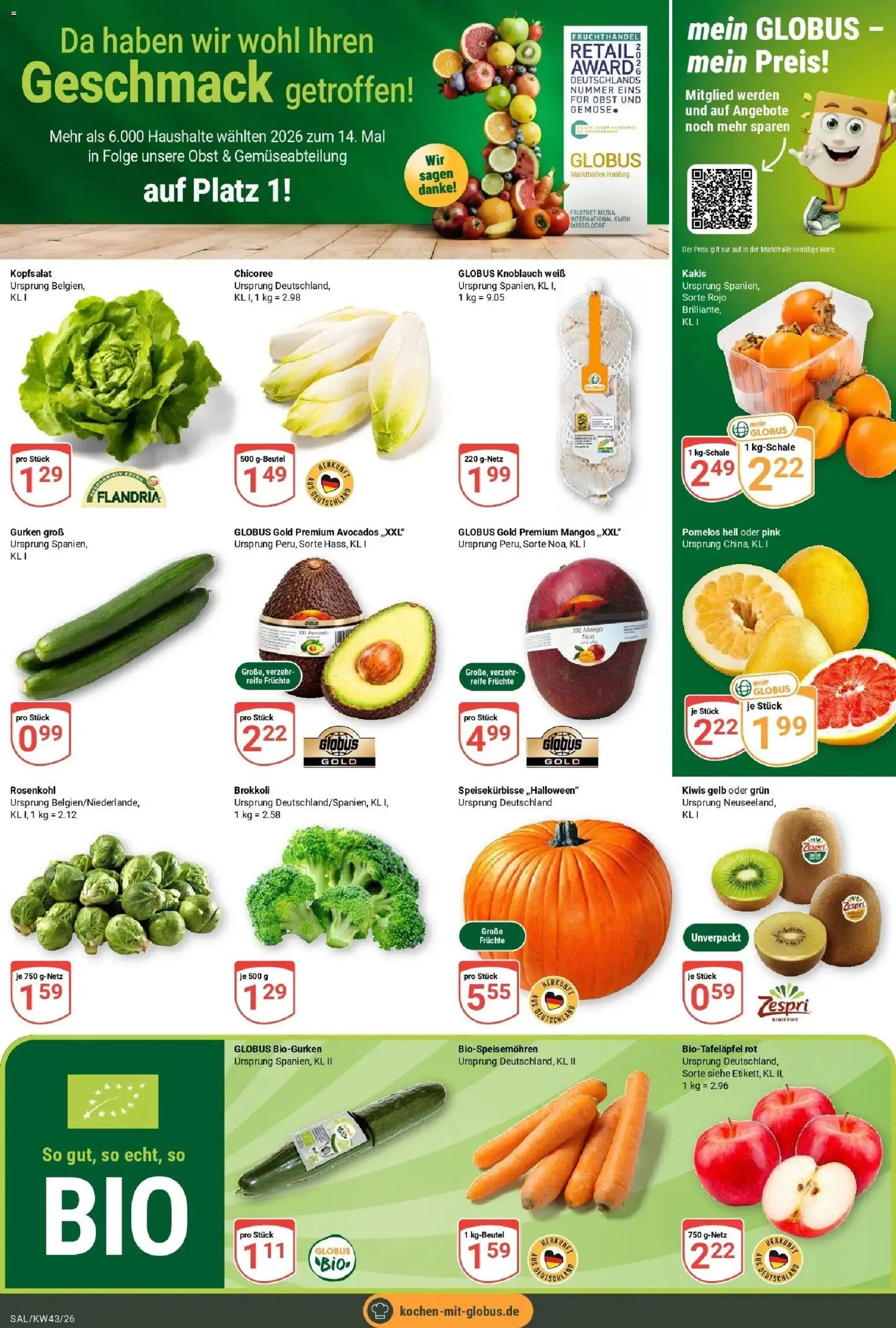 Globus Prospekt Saarlouis (ab 19.10.2026) » Angebote online | Seite: 5 | Produkte: Avocado, Obst, Brokkoli, Knoblauch