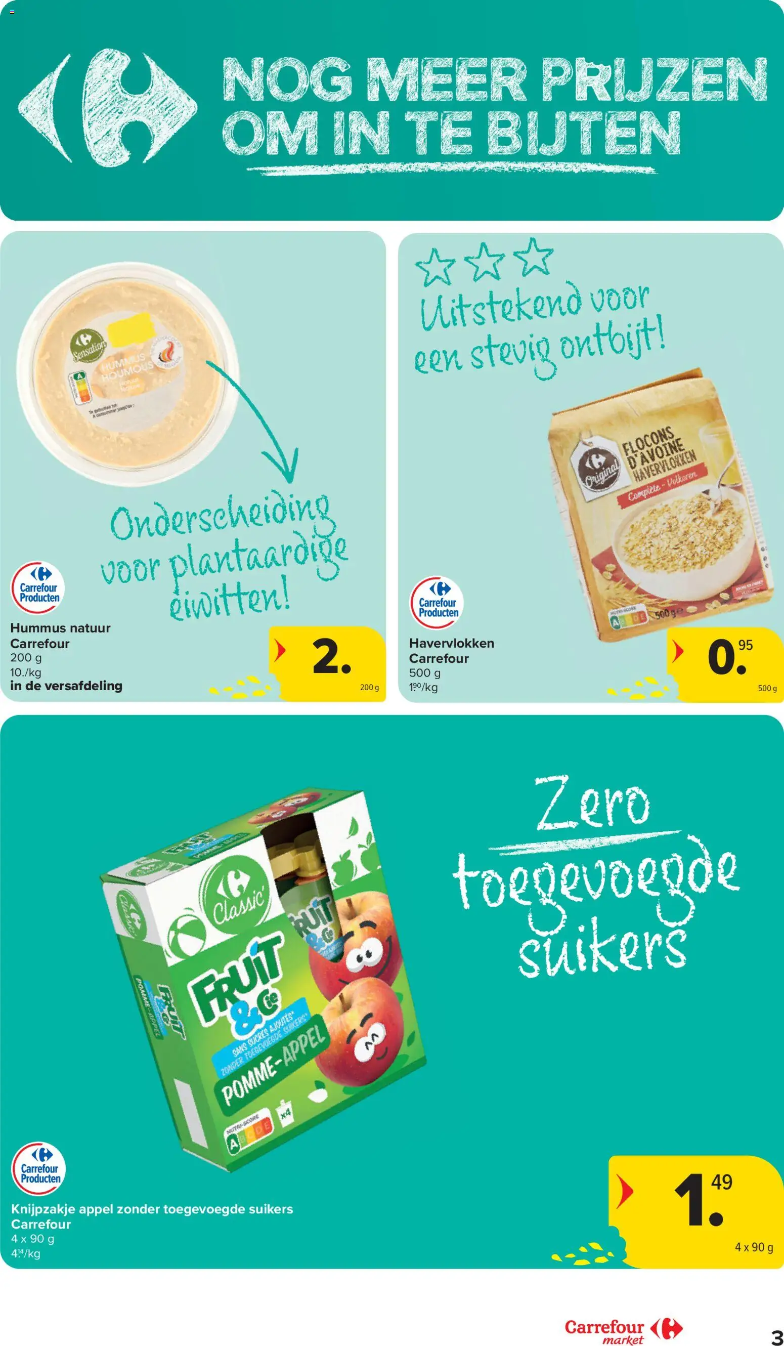 {H1} | Pagina: 3 | Producten: Havervlokken, Fruit, Hummus, Appel
