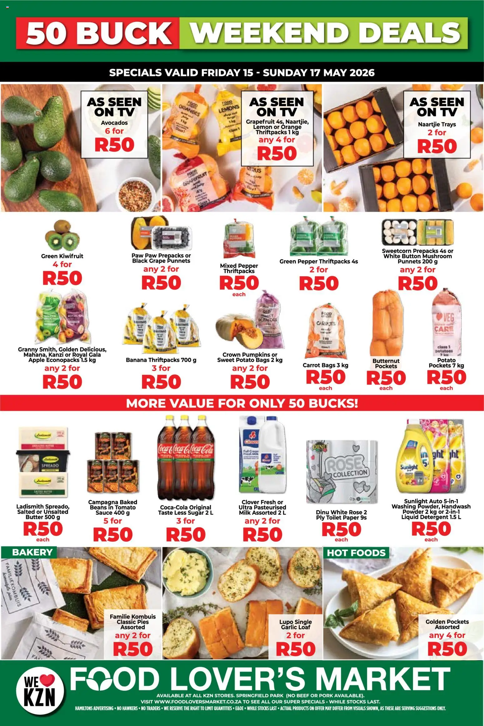 New Food Lover's Market catalogue – valid from 15.05.2026 | Page: 1 | Products: Pork, Avocados, Sauce, Garlic