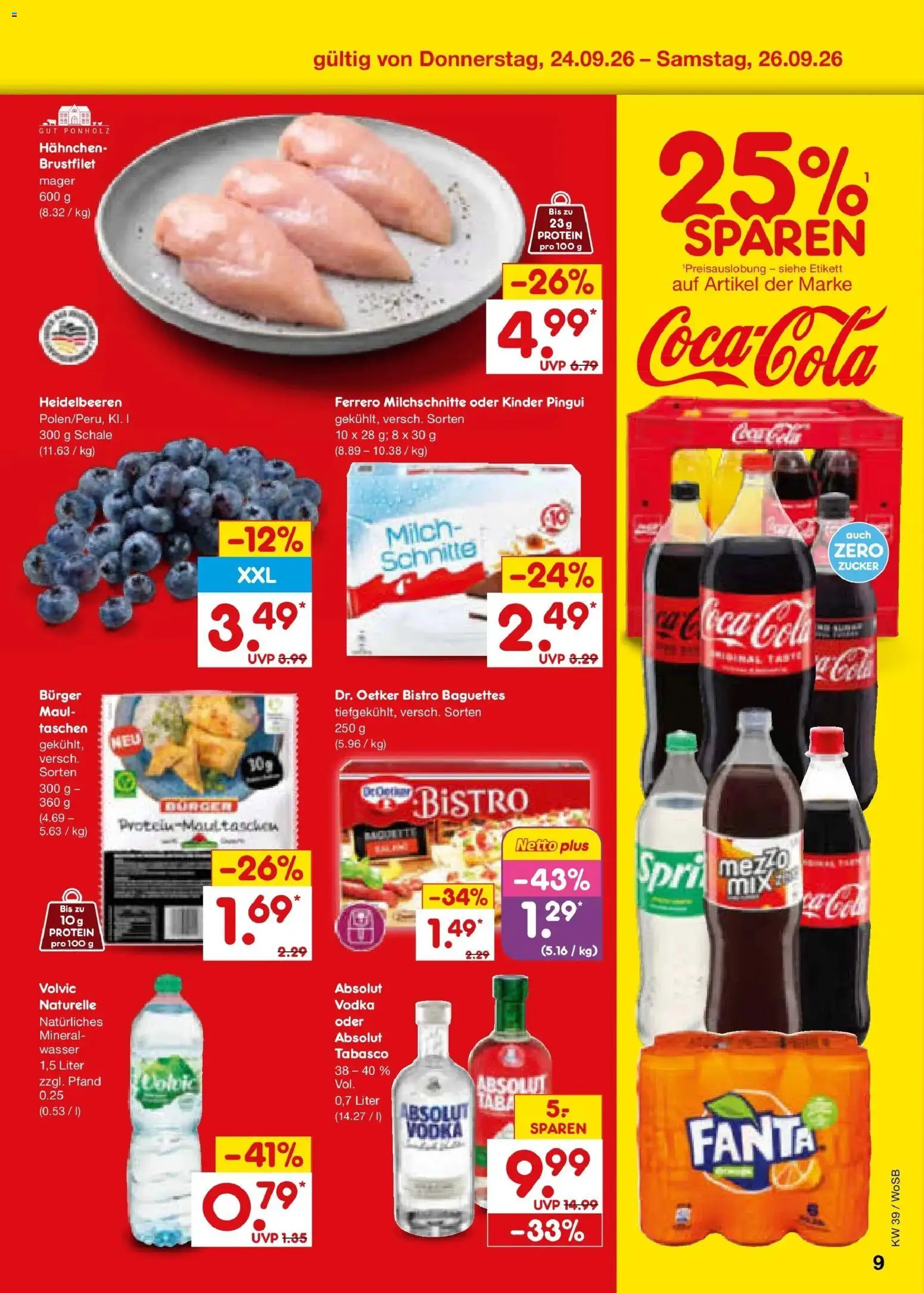 Netto Marken-Discount Prospekt Ludwigshafen-Edigheim – gültig ab 21.09.2026 | Seite: 47 | Produkte: Milch, Heidelbeeren, Wasser, Volvic