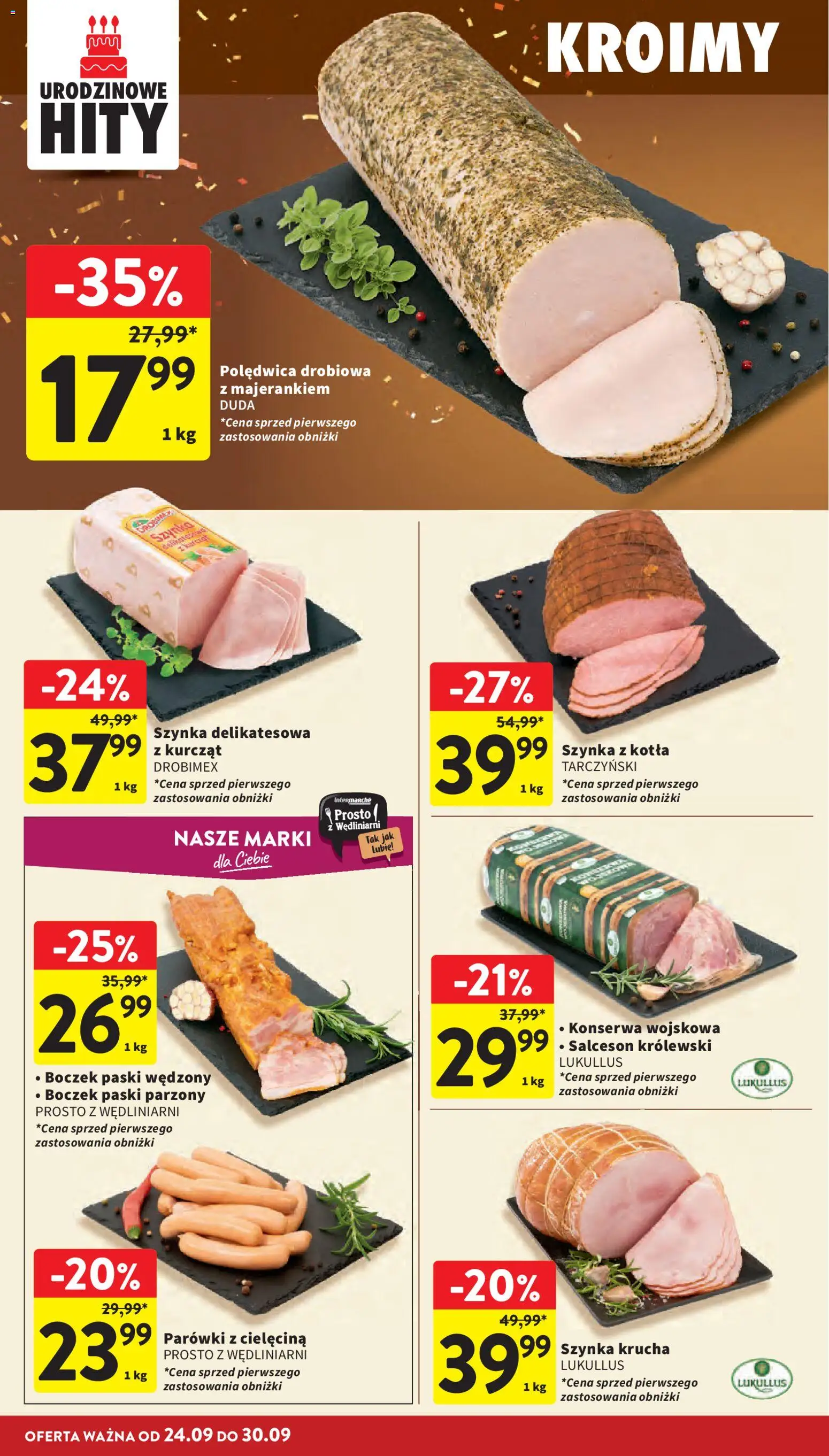 Intermarche gazetka od 24.09.2026 | Strona: 16 | Produkty: Parówki, Szynka, Salceson, Boczek