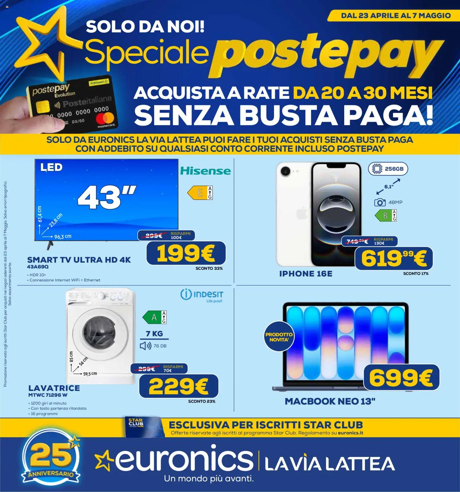 Volantino Euronics del 23.04.2026 | Pagina: 1 | Prodotti: smart TV, Lavatrice, TV, Macbook