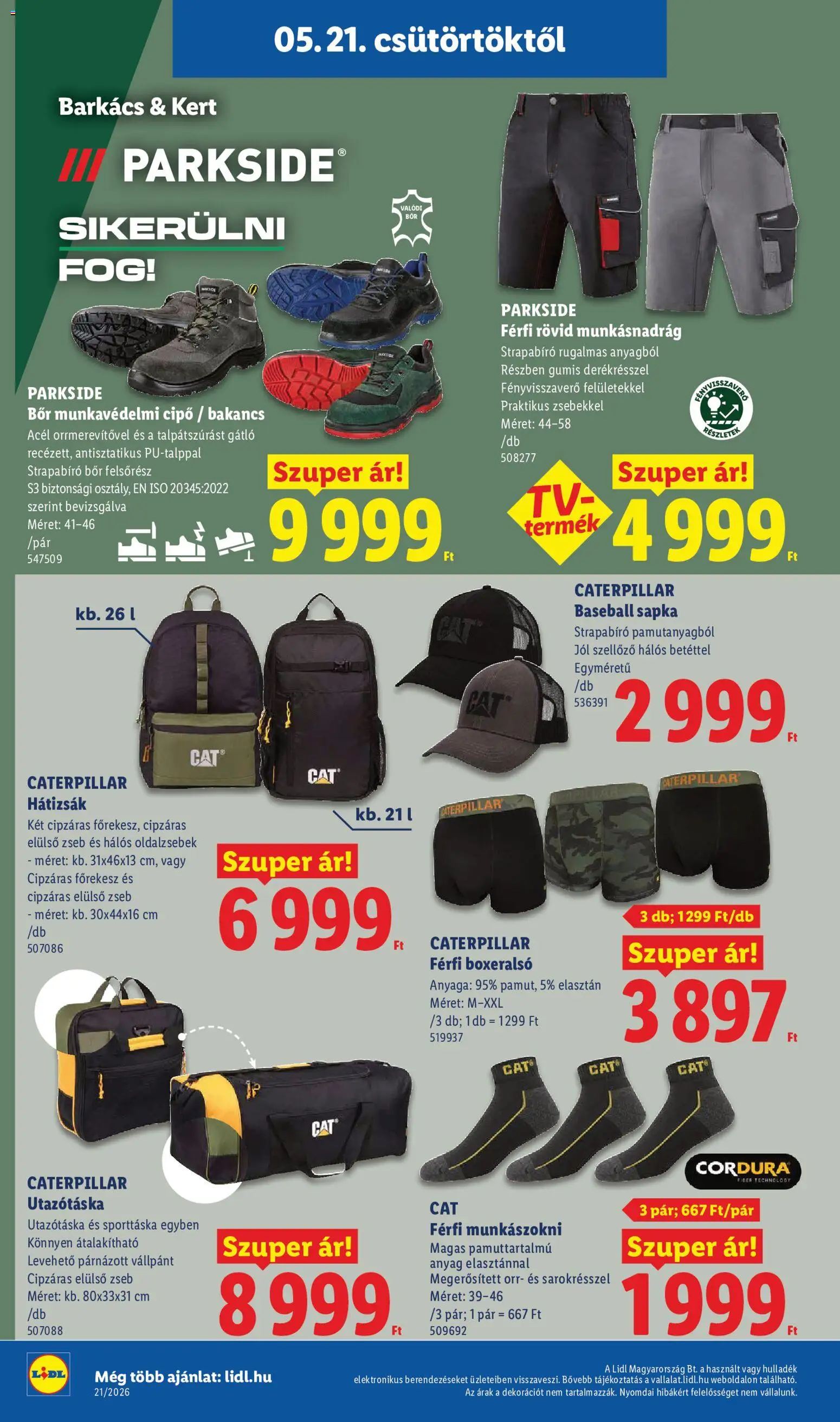 Lidl akciós ujság - amely érvényes a következő dátumtól: 21.05.2026 | Oldal: 40 | Termékek: Hátizsák, Sapka, Boxeralsó, Bor
