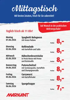 Markant  Mittagstisch ab 01.06.2026 gültig