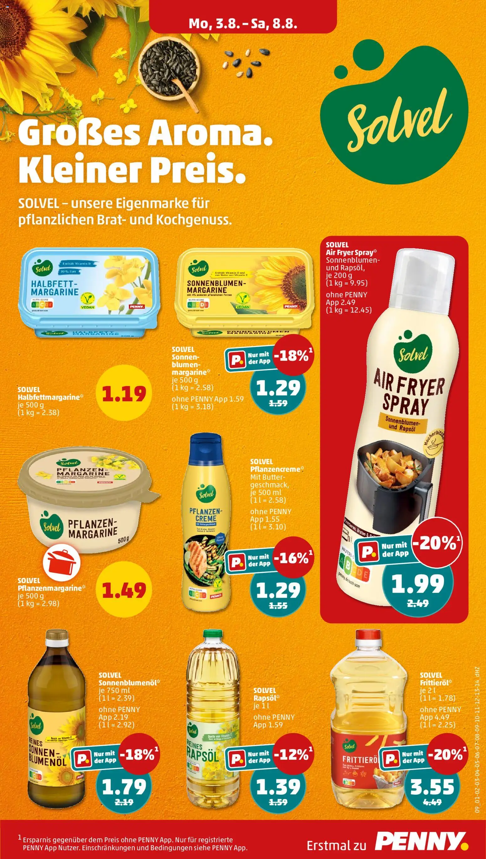 Penny Prospekt – gültig ab 03.08.2026 | Seite: 13 | Produkte: Margarine, Butter, Rapsöl, Sonnenblumenol