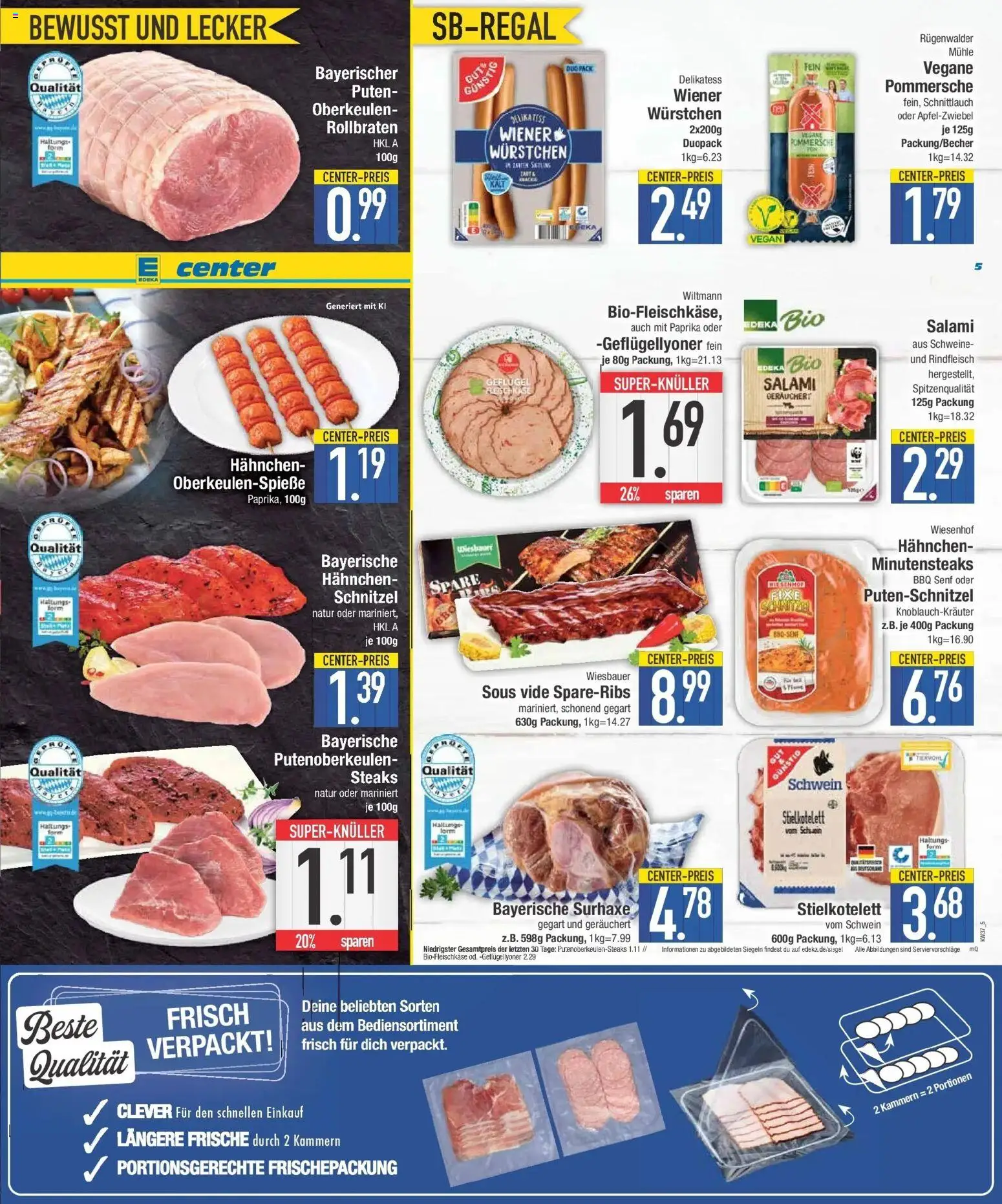 E center Prospekt München (ab 07.09.2026) zum Blättern | Seite: 5 | Produkte: Hahnchen, Schnitzel, Paprika, Rindfleisch