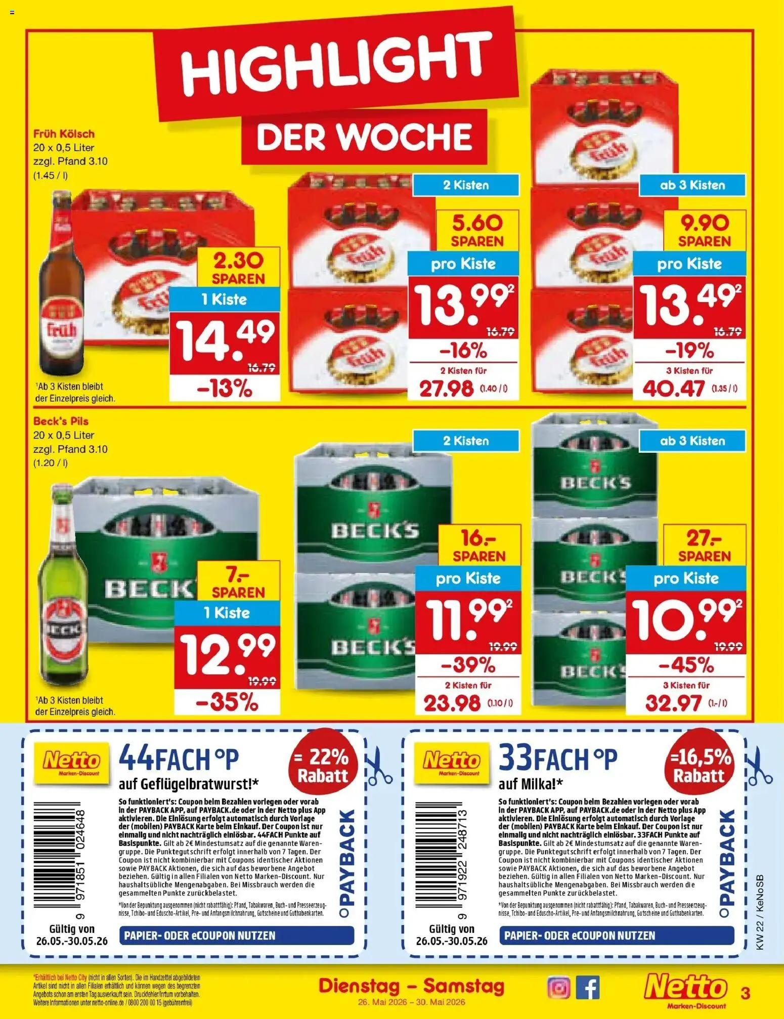 Netto Marken-Discount Prospekt Bonn – gültig ab 26.05.2026 | Seite: 3 | Produkte: Pils, Milka