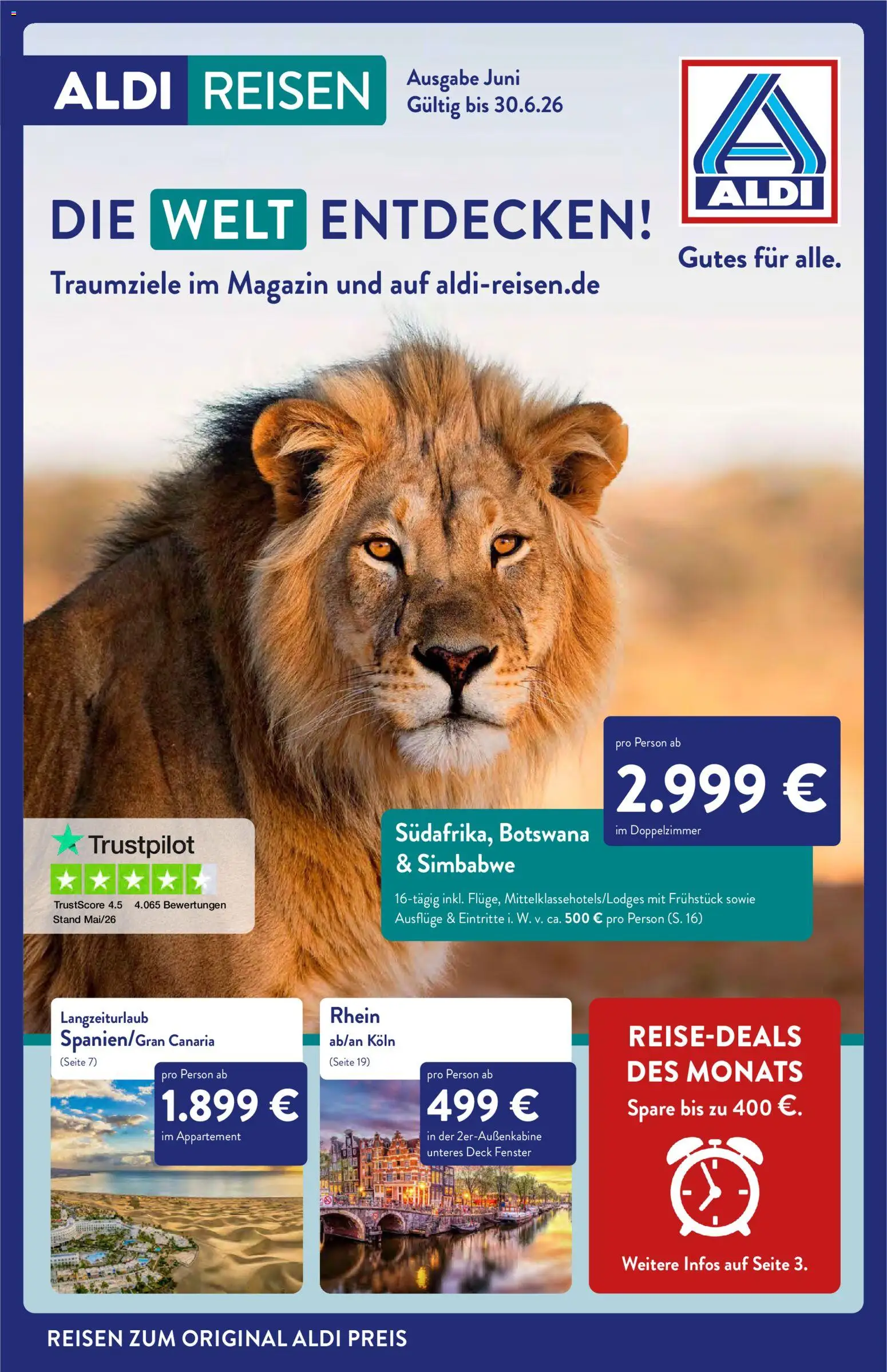 Aldi Reisen Reisemagazin – gültig ab 01.06.2026 | Seite: 1