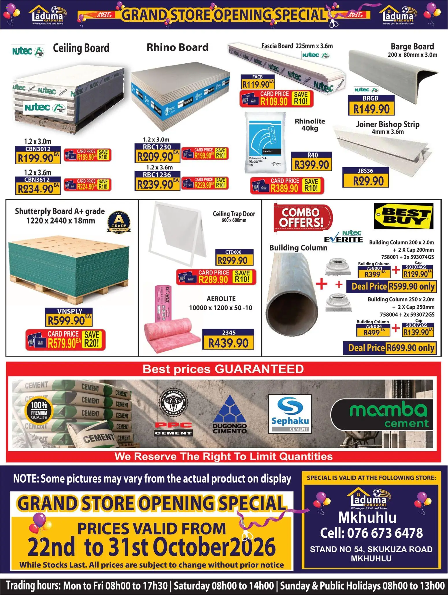 New Laduma Hardware catalogue – valid from 22/10/2026 | Page: 32 | Products: Cap, Cement