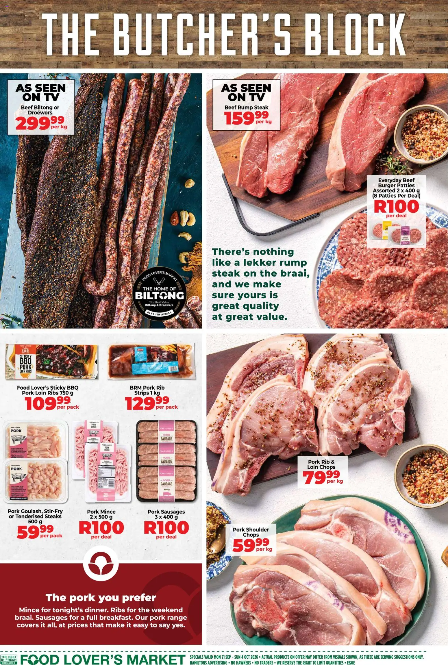 New Food Lover's Market catalogue – valid from 21/09/2026 | Page: 8 | Products: TV, Steak, Ribs, Sausage