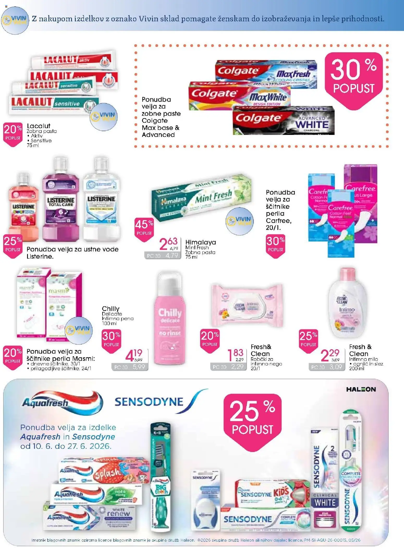 Novi Tuš drogerija katalog ponudbe – veljaven od 10.06.2026 | Stran: 14 | Izdelki: Intimno milo, Robčki, Milo, Zobna pasta