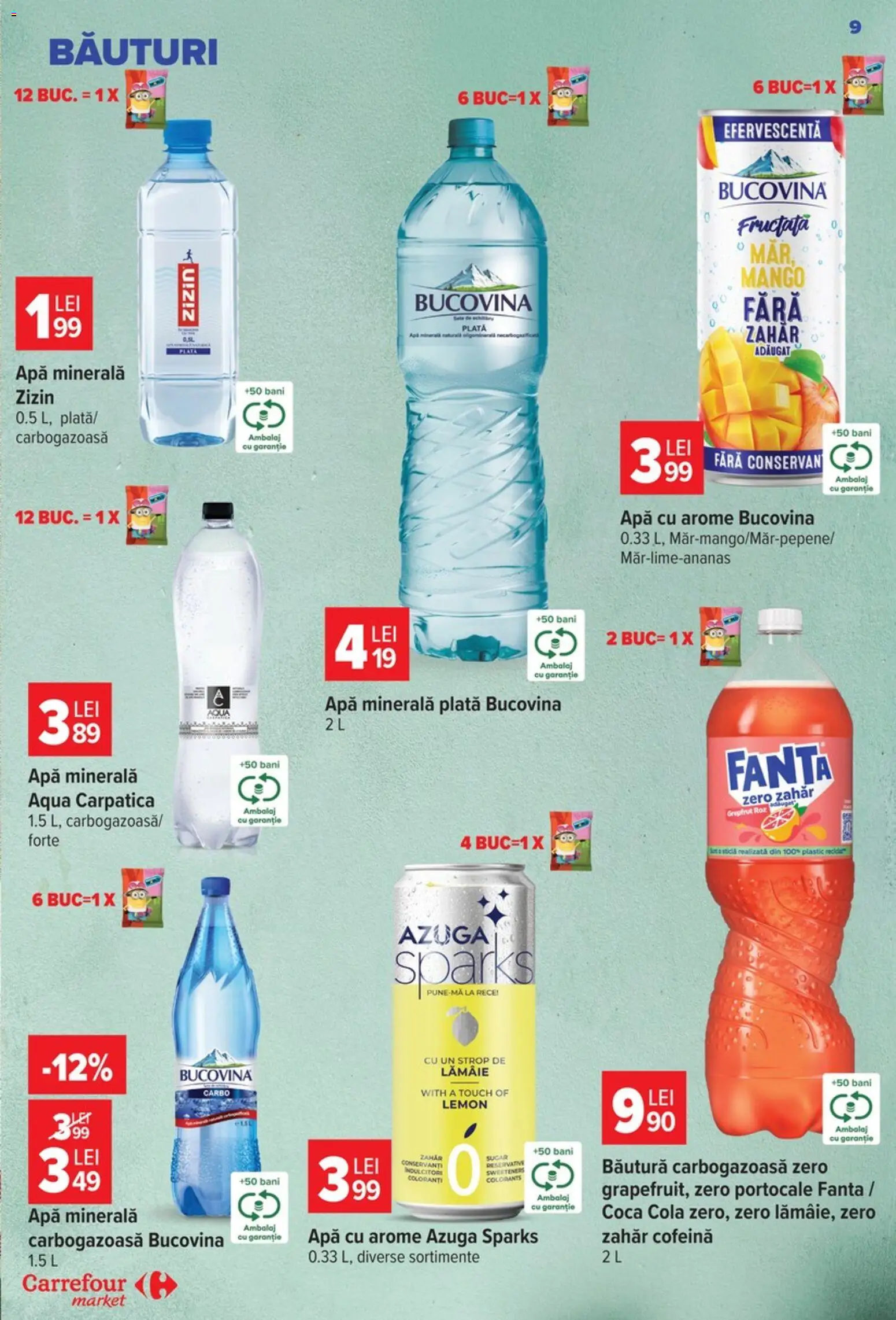 Noul catalog Carrefour – valabil de la 09.09.2026 | Pagină: 9 | Produse: Zero, Cola, Aqua, Lămâie