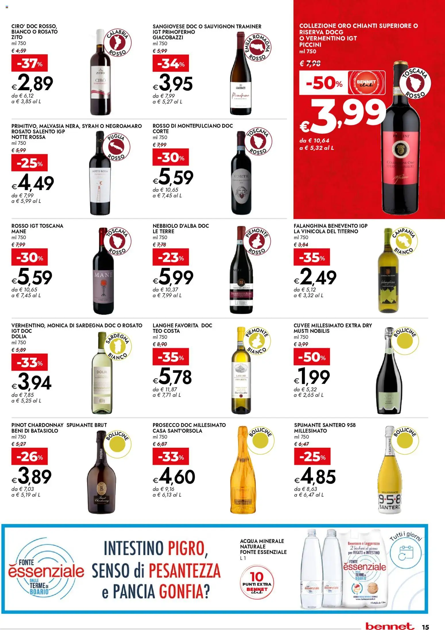 Volantino bennet del 07.05.2026 | Pagina: 15 | Prodotti: Prosecco, Acqua, Spumante, Acqua minerale