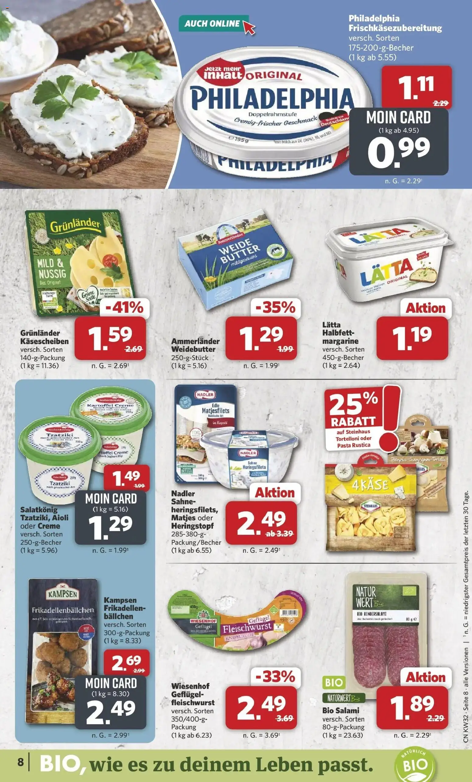 Combi Prospekt Borchen (ab 03.08.2026) zum Blättern | Seite: 8 | Produkte: Margarine, Quark, Butter, Salami
