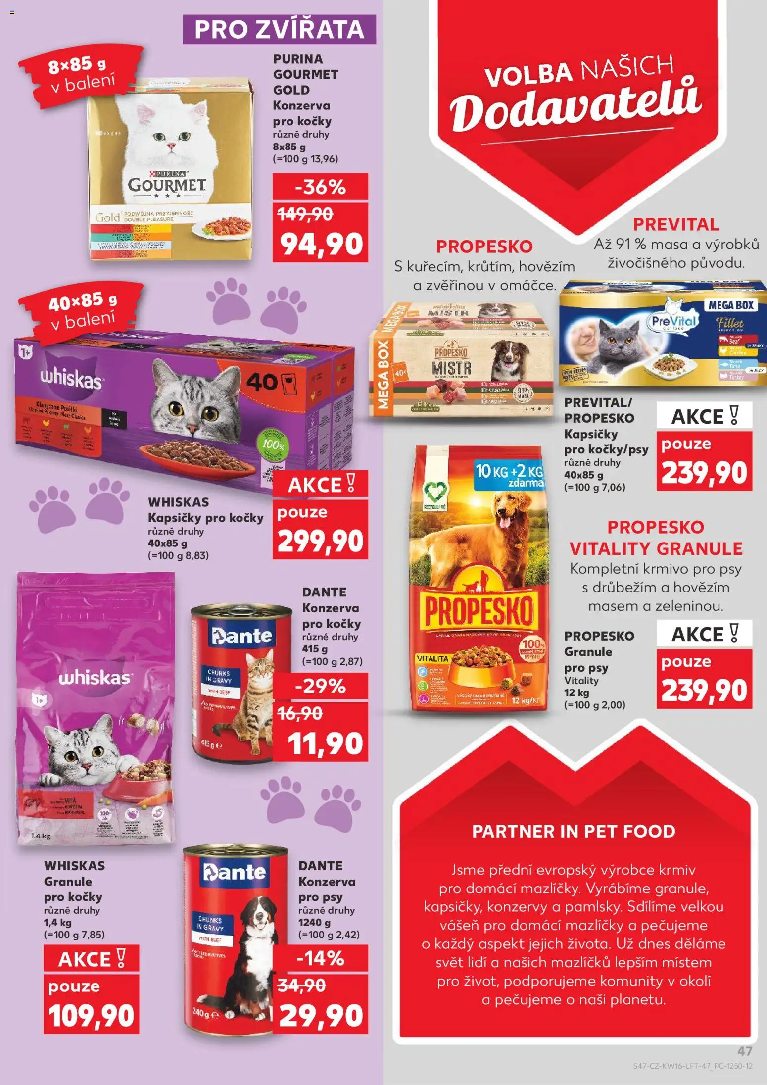 Kaufland leták - Brno od 15.04.2026 | Strana: 47 | Produkty: Box, Granule pro kočky, Konzerva pro psy, Konzerva pro kočky