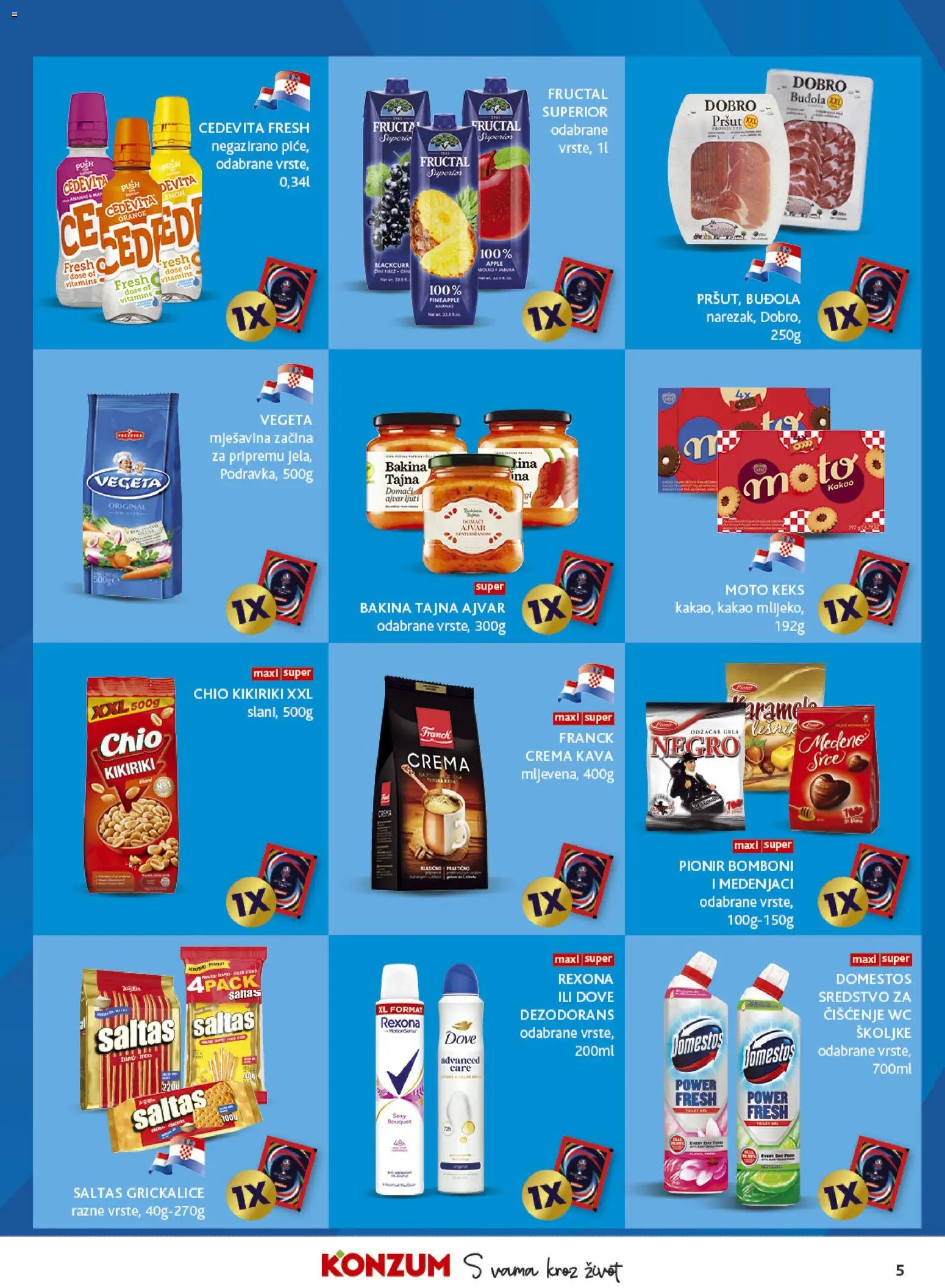 Konzum katalog | vrijedi od 27.05.2026 | Stranica: 5 | Proizvodi: Kava, Pršut, Dove, Kakao