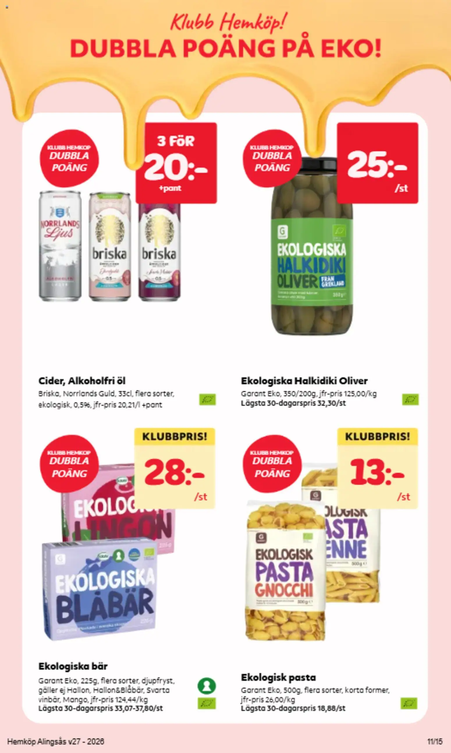 Hemköp reklamblad aktuell från 29/06/2026 | Sida: 2 | Produkter: Galler, Öl, Ljus, Blåbär