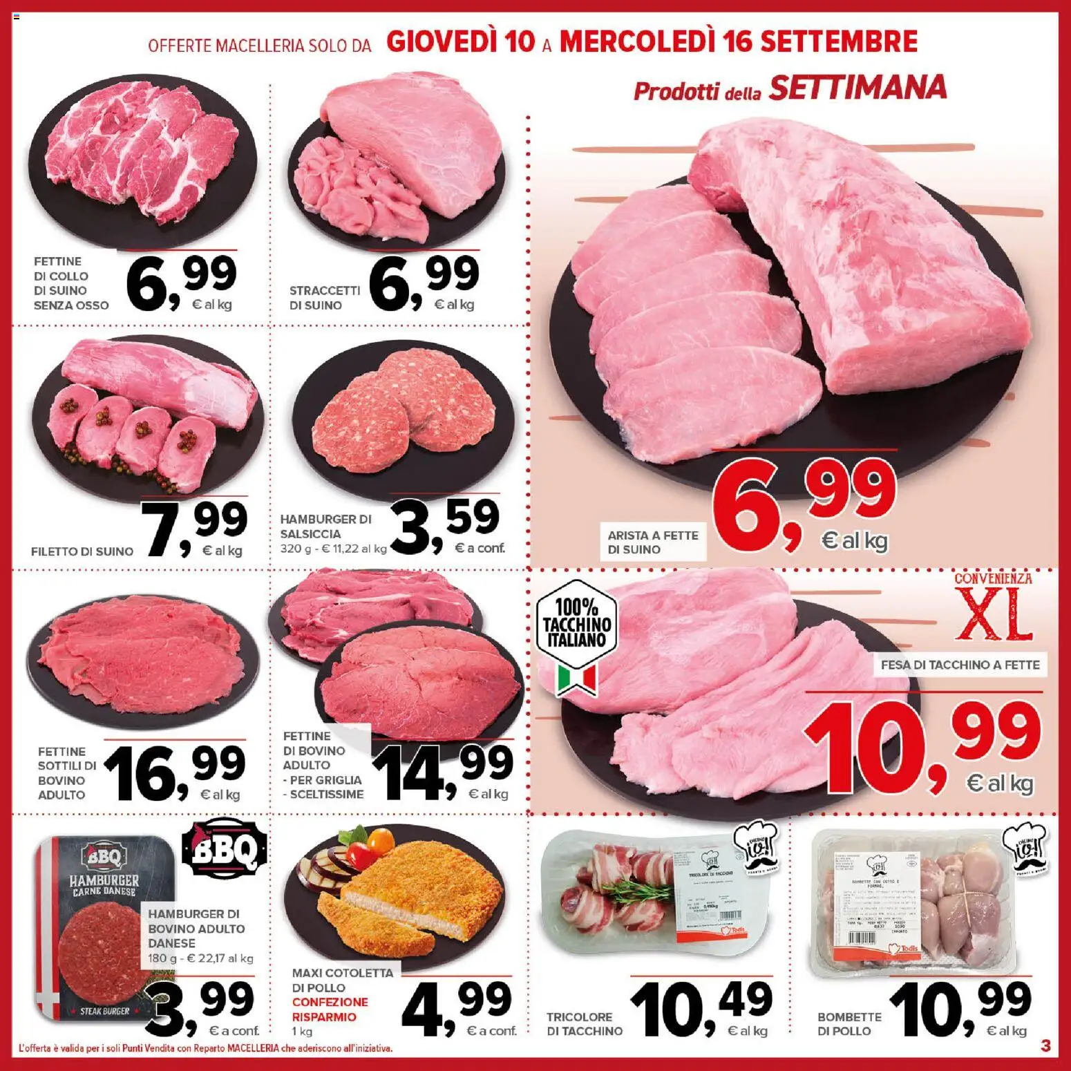 Volantino Todis del 03/09/2026 | Pagina: 3 | Prodotti: Bovino, Suino, Collo, Carne
