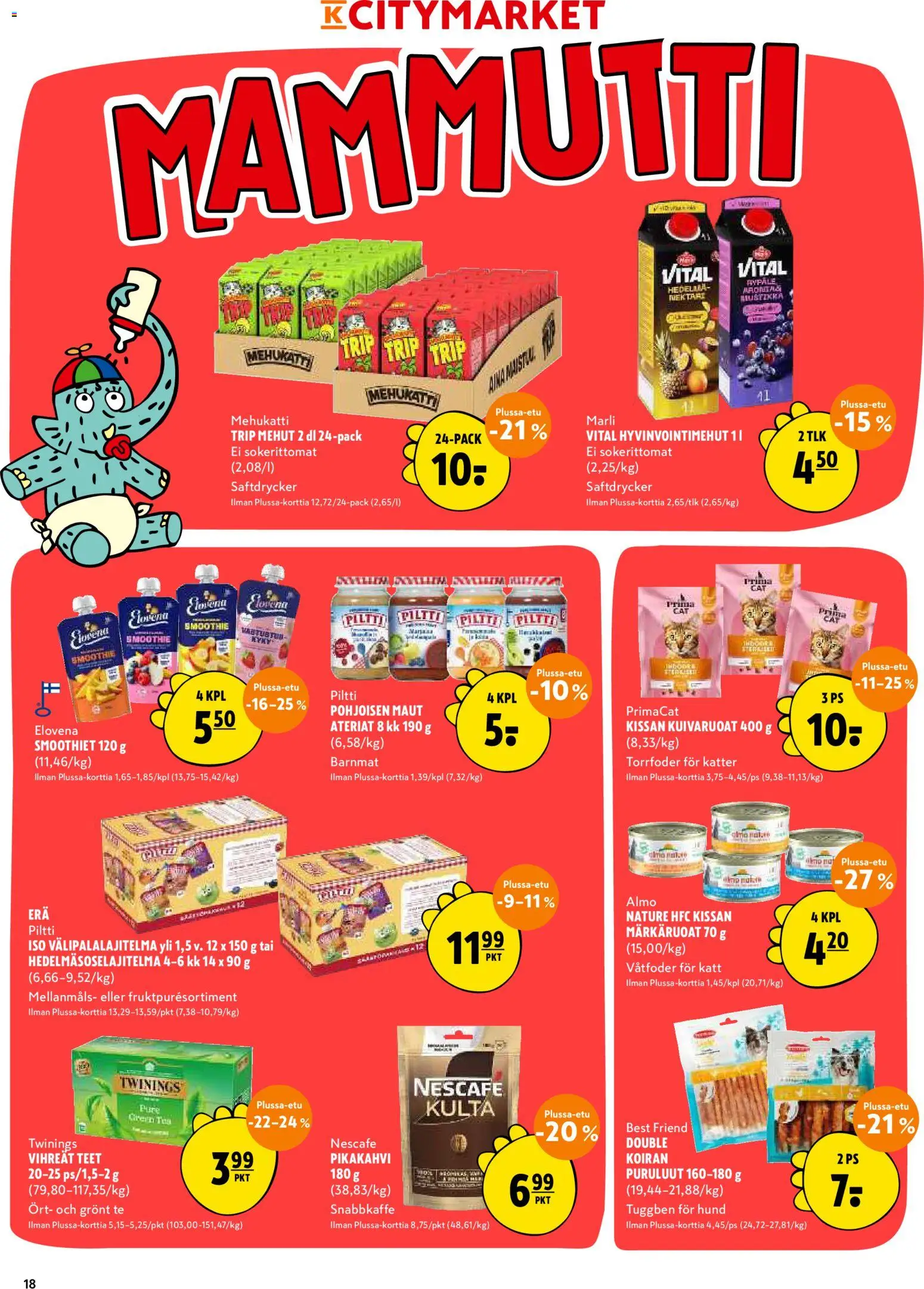 K-Citymarket tarjoukset – voimassa 15/10/2026 alkaen | Sivu: 18 | Tuotteet: Smoothie, Pikakahvi, Mustikka