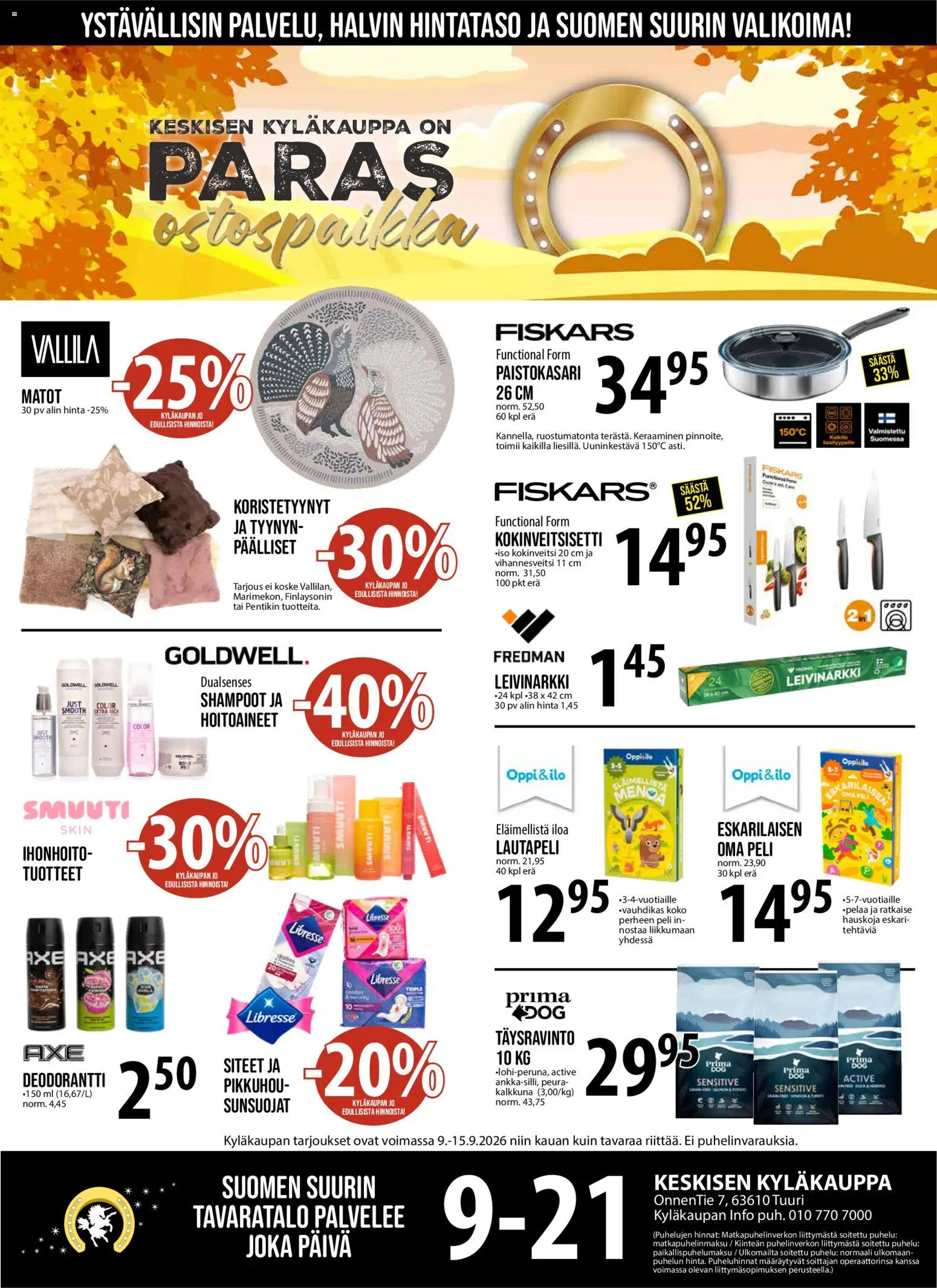 Tuuri tarjoukset – voimassa 09/09/2026 alkaen | Sivu: 1 | Tuotteet: Matot, Deodorantti, Kalkkuna, Peli