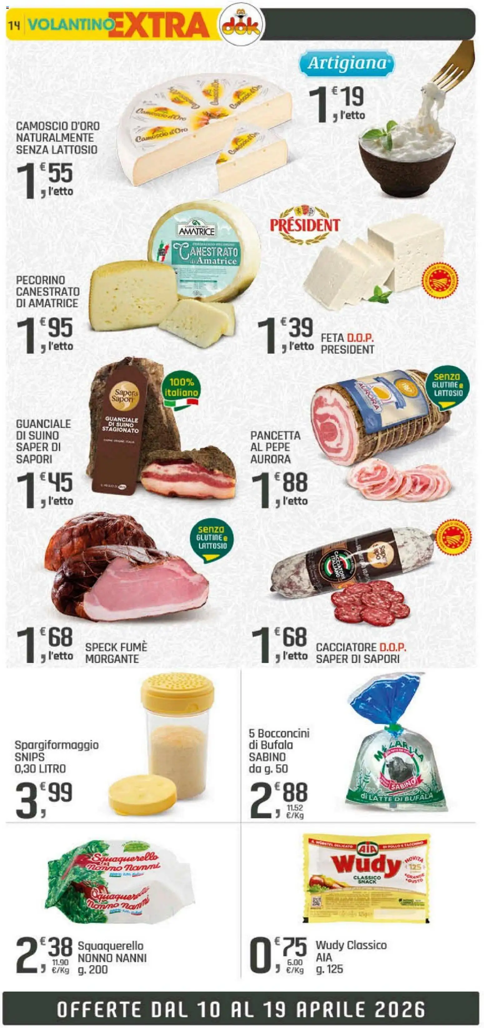 Volantino DOK del 10.04.2026 | Pagina: 14 | Prodotti: Pancetta, Suino, Latte, Guanciale