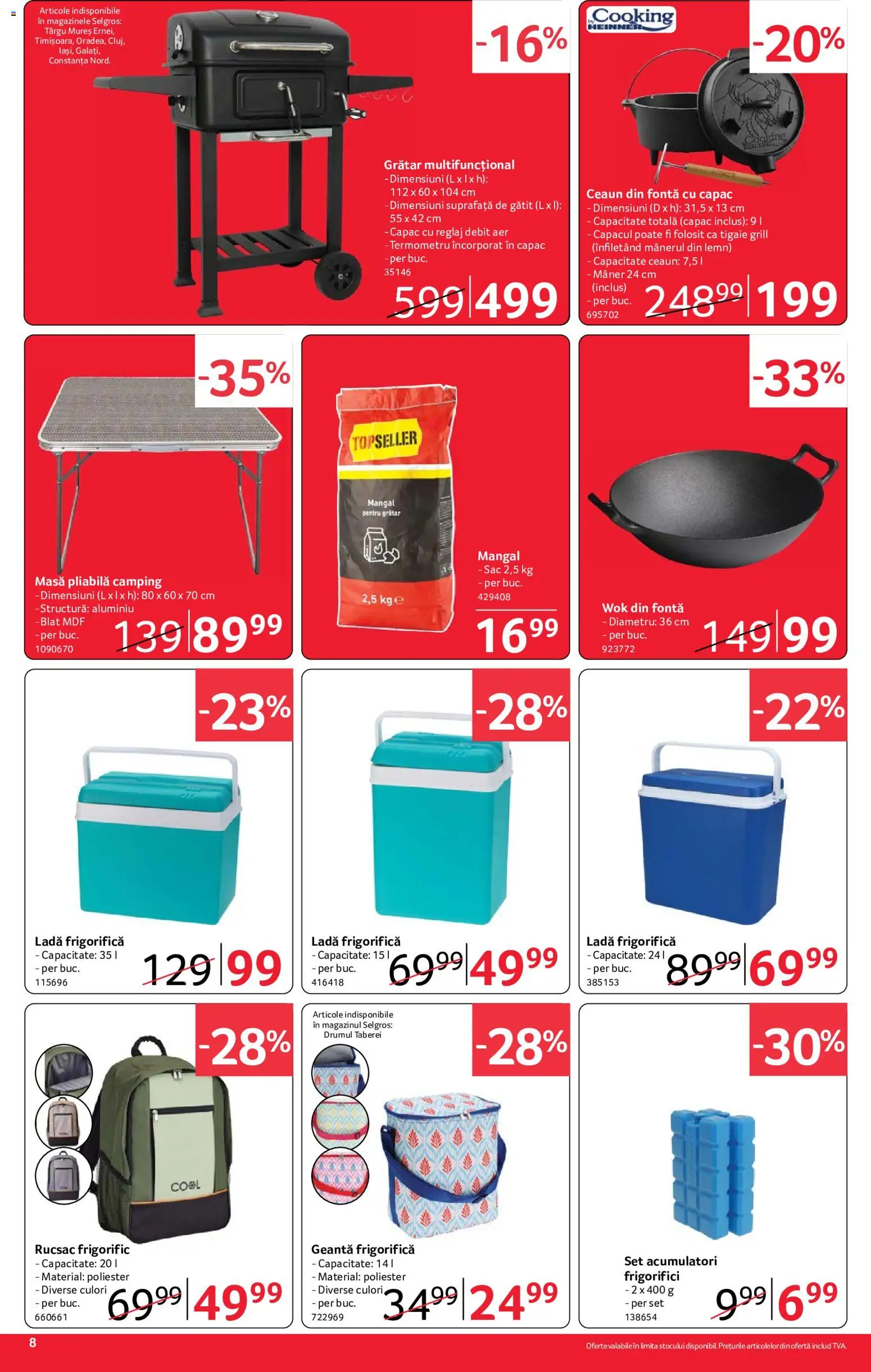 Noul catalog Selgros – valabil de la 10.07.2026 | Pagină: 8 | Produse: Tigaie, Termometru, Grătar, Ladă frigorifică