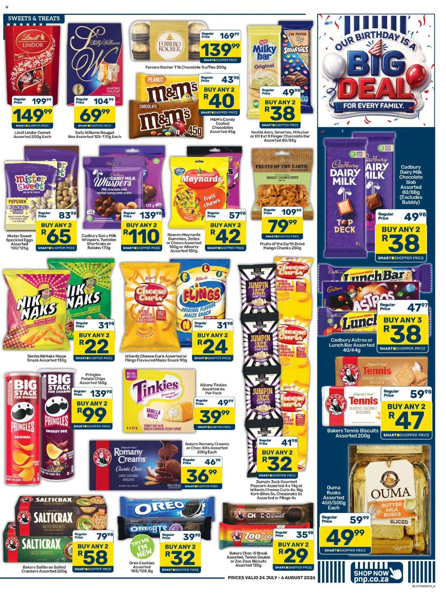 New Pick n Pay catalogue – valid from 24/07/2026 | Page: 5 | Products: Box, Eggs, Chocolate, Chips