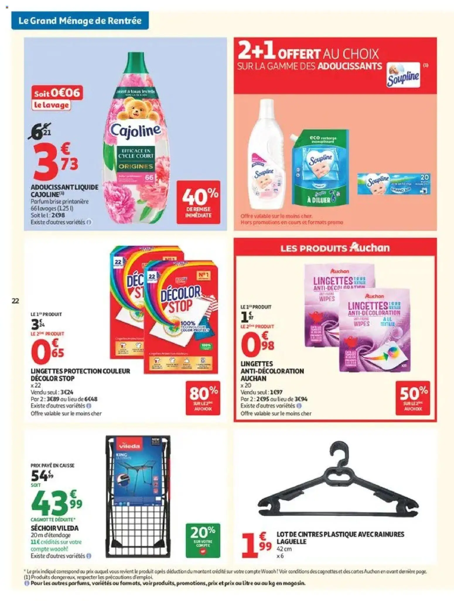 {H1} | Page: 22 | Produits: Soupline, Adoucissant, Lingettes Décolor, Vileda