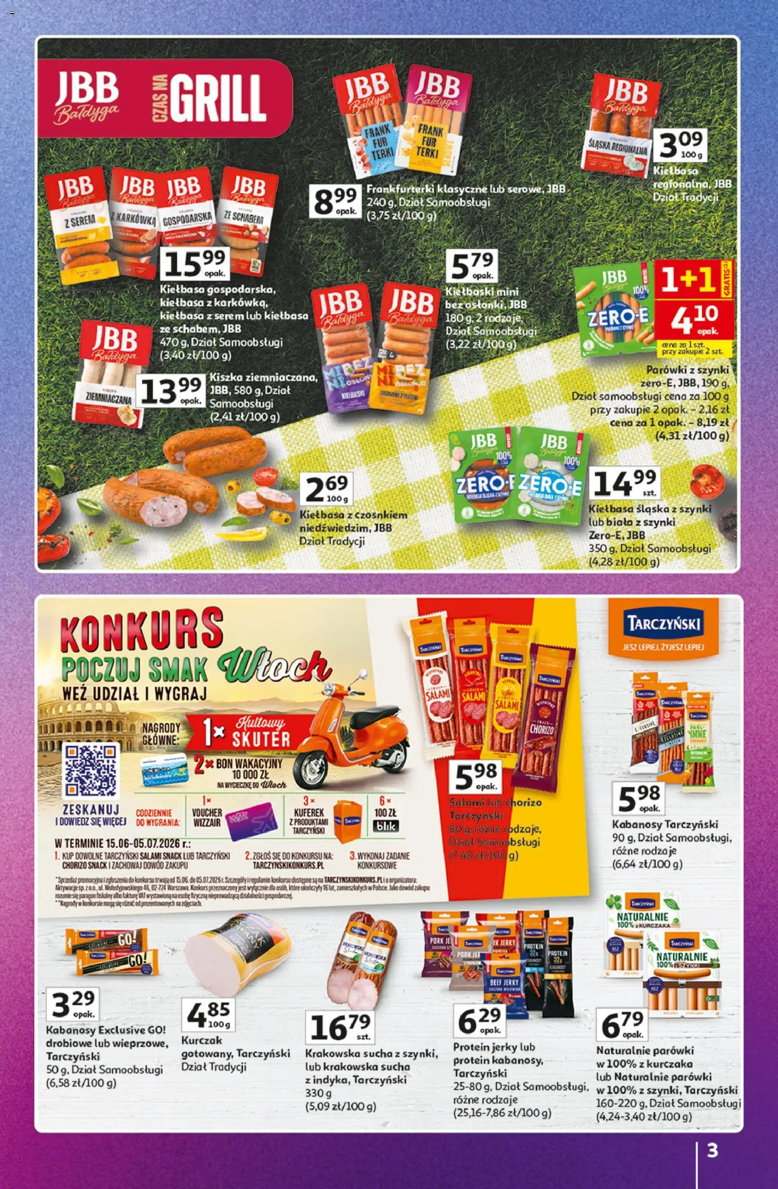 Auchan gazetka - Znane Marki Hipermarket od 11.06.2026 | Strona: 3 | Produkty: Karkówka, Kurczak, Kiełbaski, Kiełbasa śląska