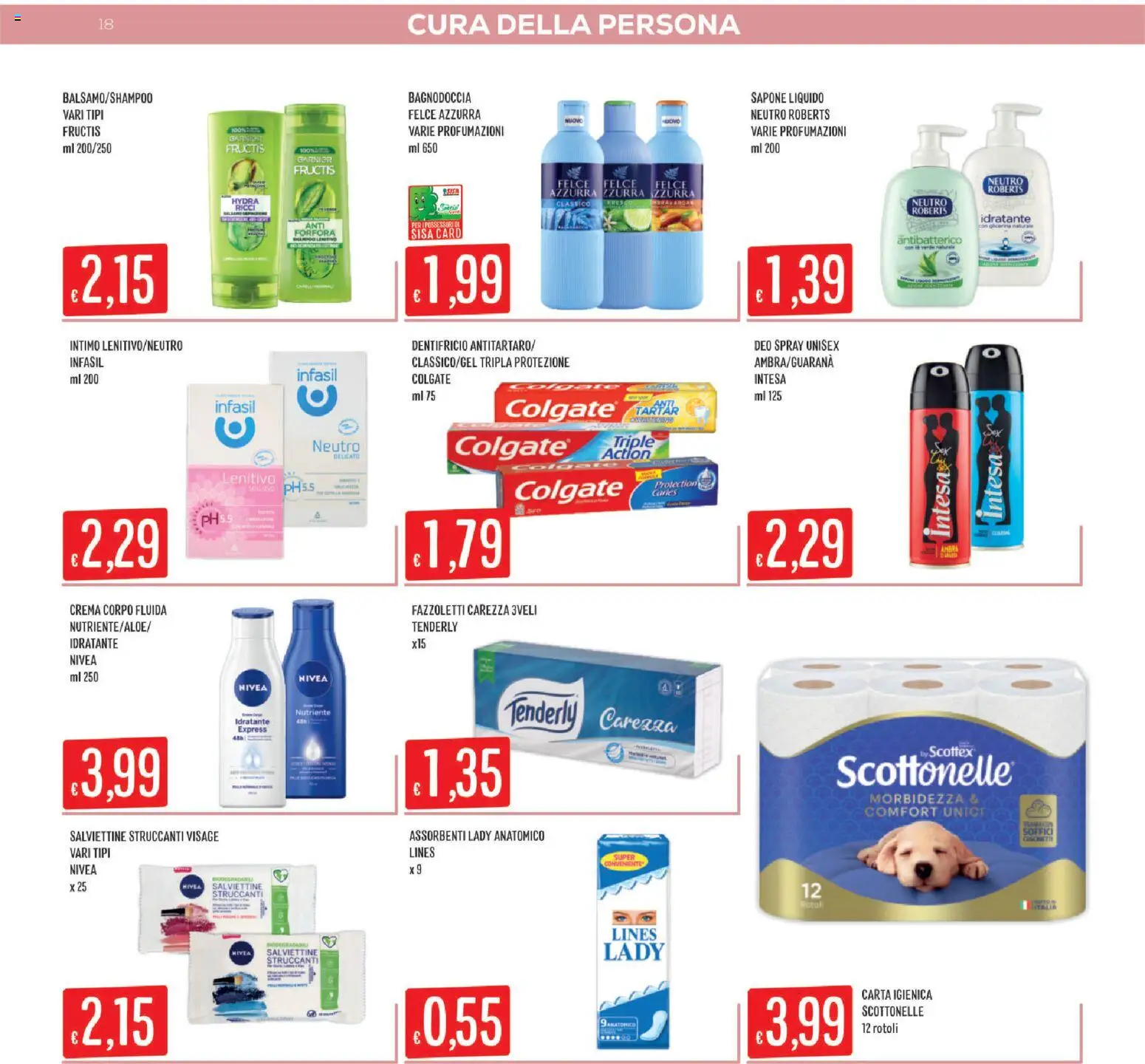 Volantino SISA del 28.05.2026 | Pagina: 18 | Prodotti: Crema, Sapone, Dentifricio, Fazzoletti