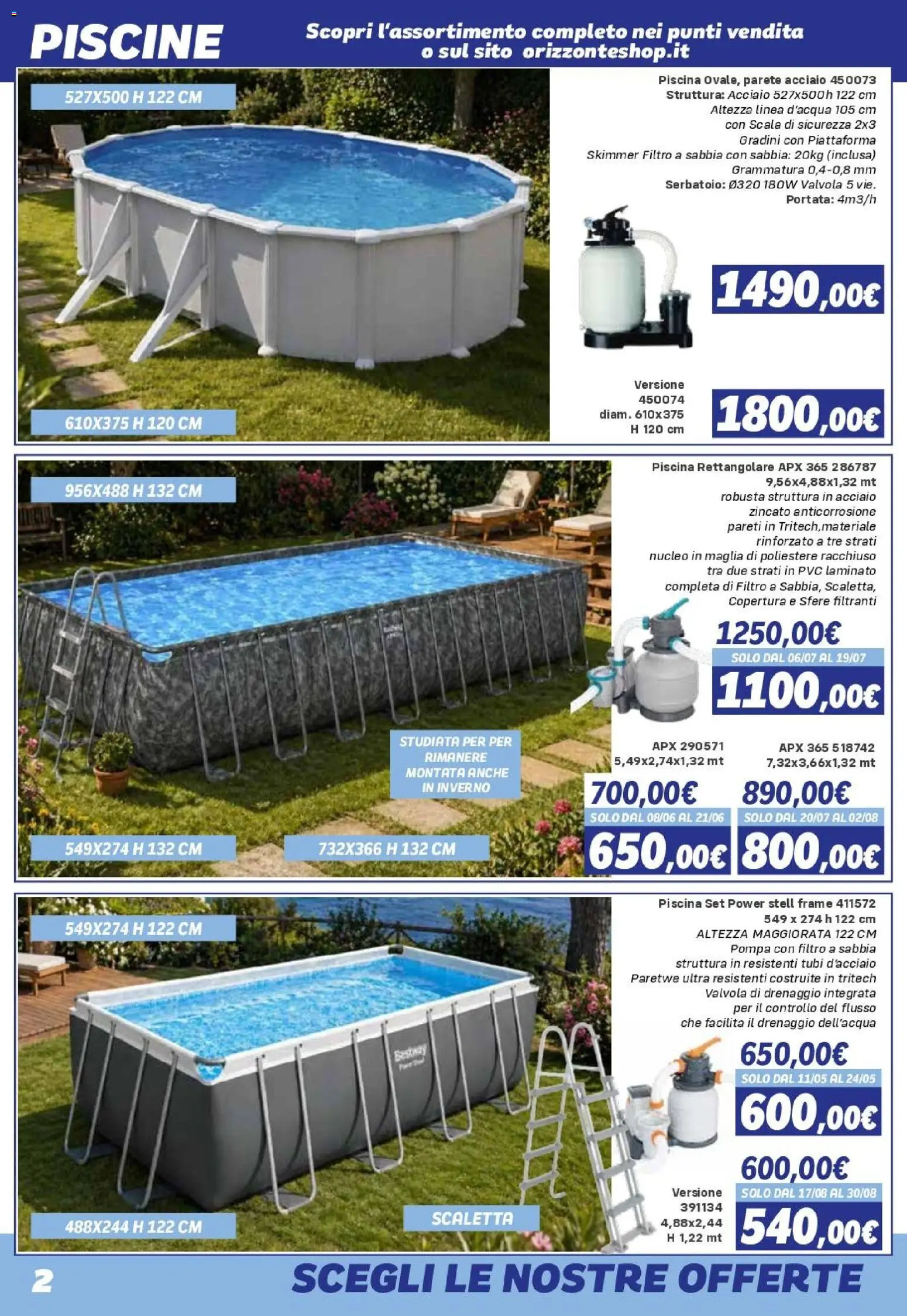 Volantino Orizzonte del 08/05/2026 | Pagina: 2 | Prodotti: Scaletta, Piscina, Scala, Tubi