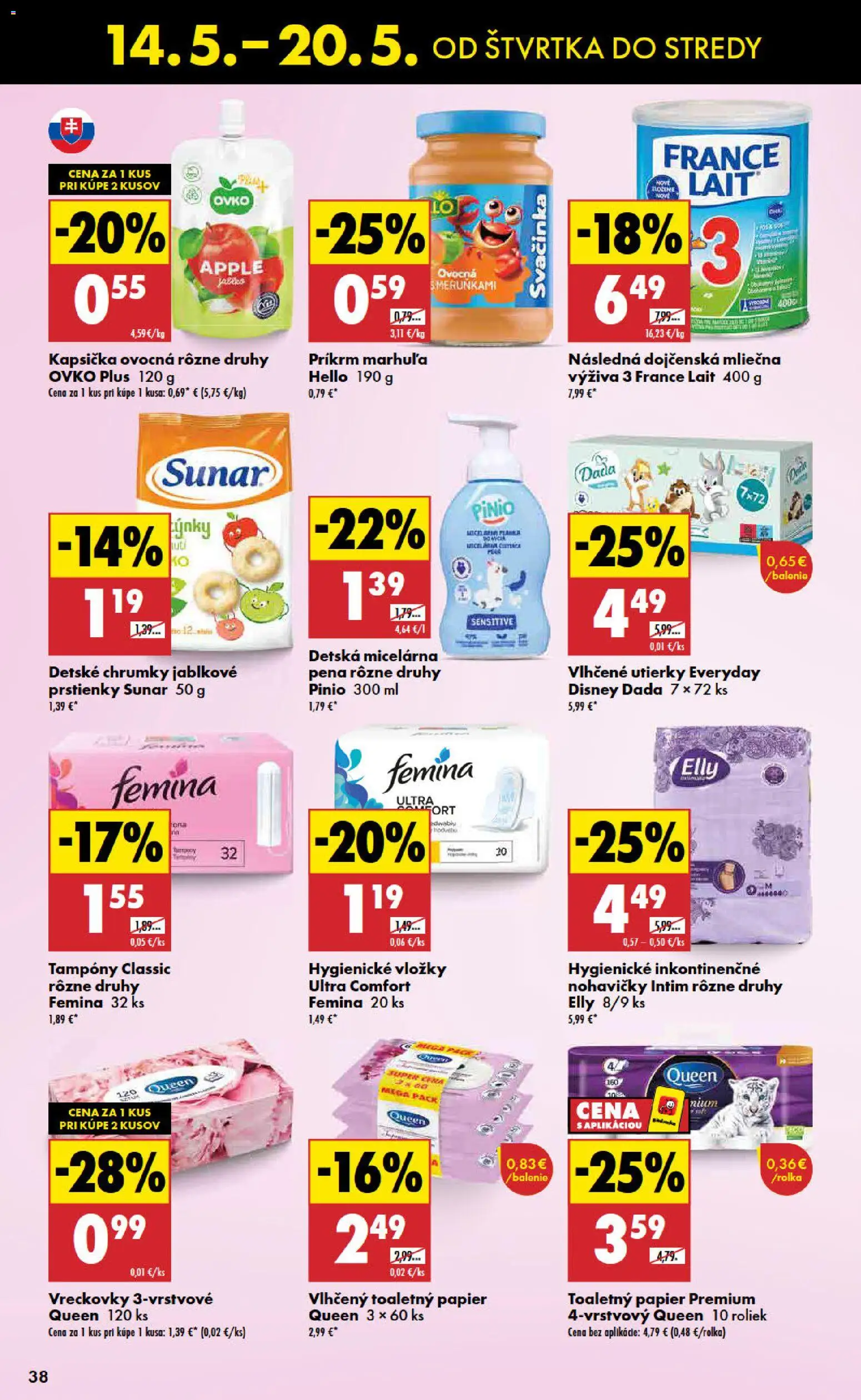 Nové Biedronka akcie – leták je platný od 14.05.2026 | Strana: 38 | Produkty: Apple, Toaletný papier, Sunar, Nohavičky