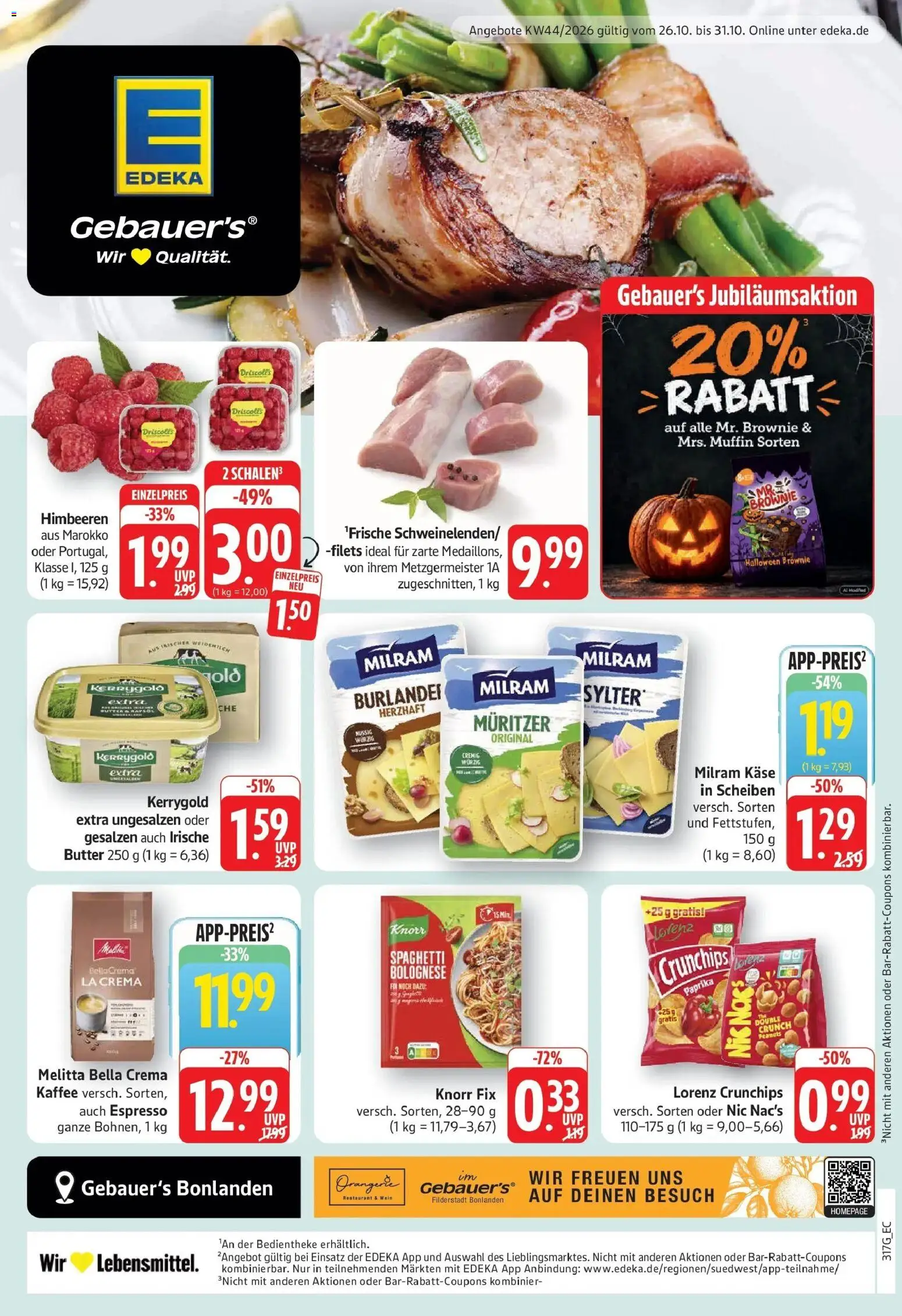 Edeka Prospekt Filderstadt-Bonlanden (ab 26.10.2026) » Angebote Online | Seite: 1 | Produkte: Himbeeren, Melitta, Knorr, Wein