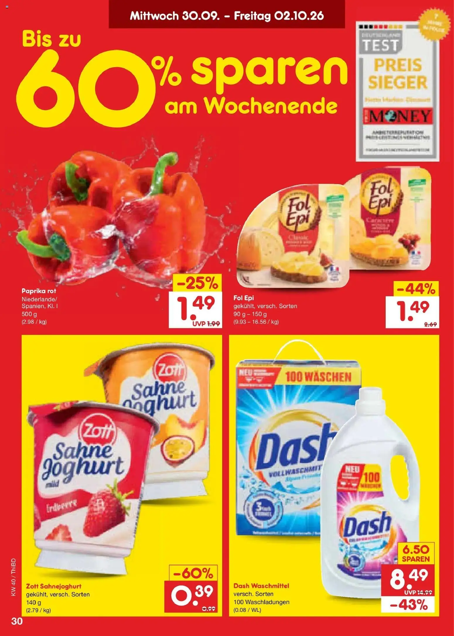 Netto Marken-Discount Prospekt Thiendorf – gültig ab 28.09.2026 | Seite: 48 | Produkte: Joghurt, Paprika, Waschmittel, Sahne