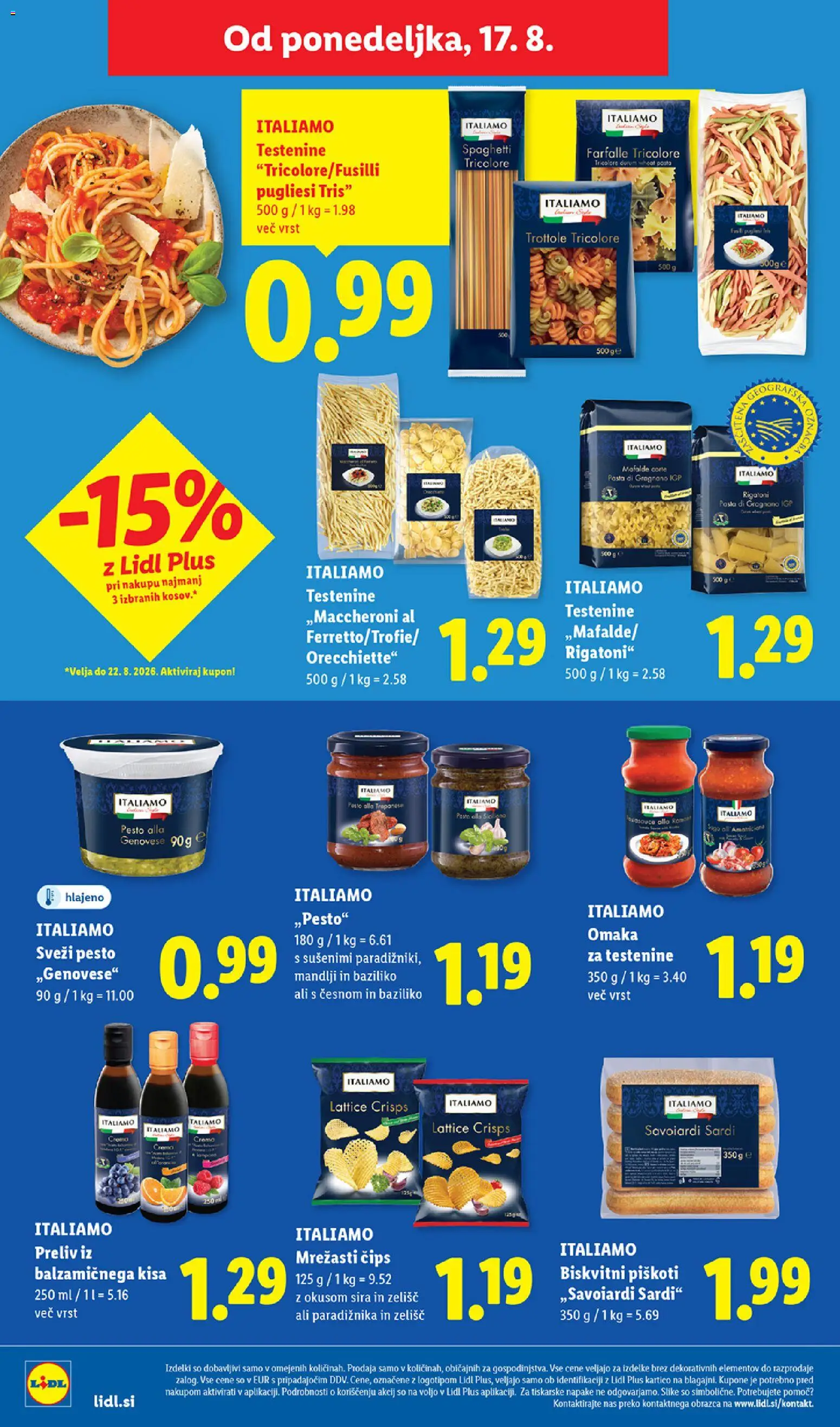 Novi Lidl katalog ponudbe – veljaven od 13.08.2026 | Stran: 50 | Izdelki: Omaka za testenine, Pesto, Testenine, Omaka