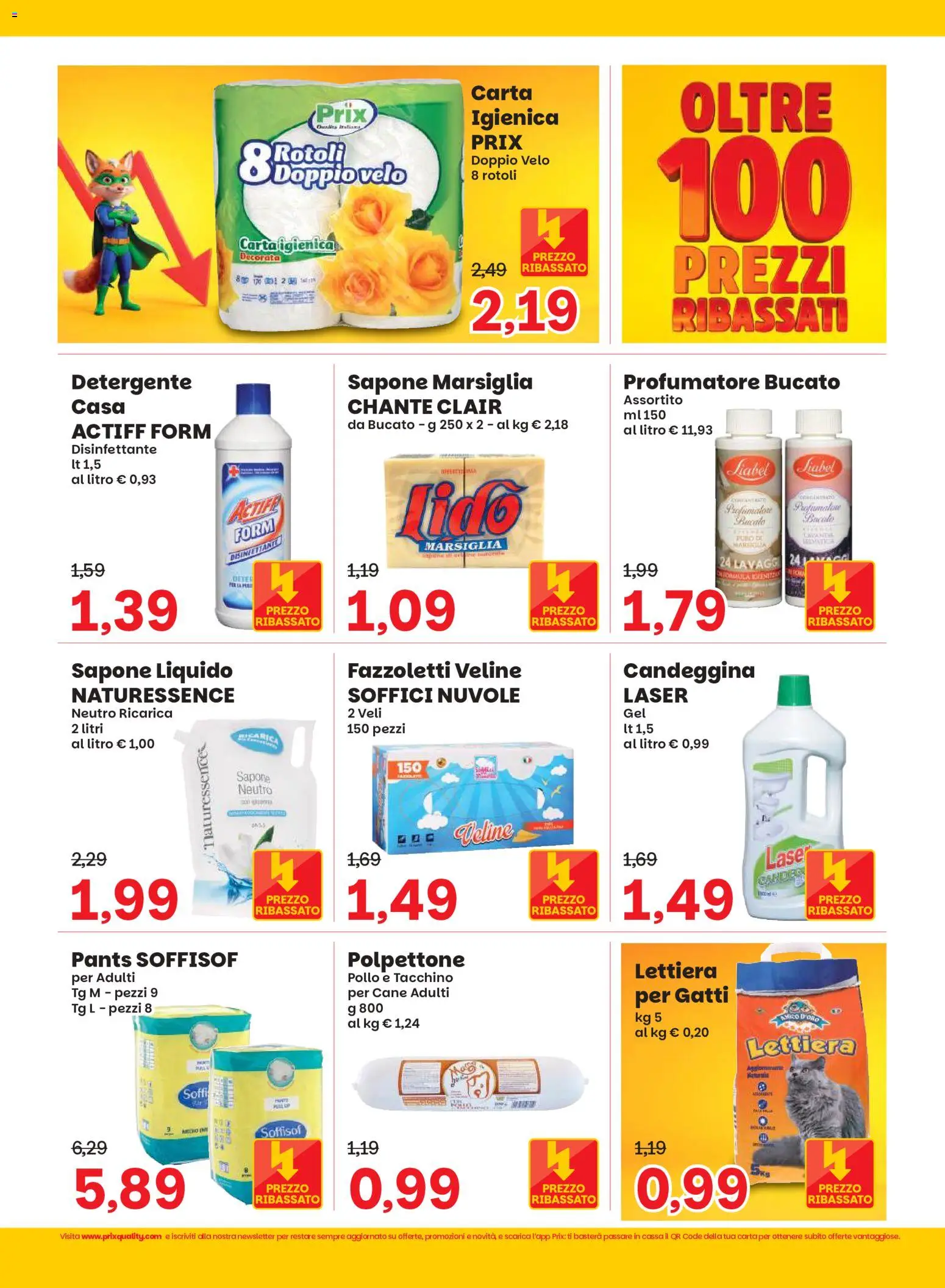 Volantino Prix del 01/09/2026 | Pagina: 13 | Prodotti: Carta igienica, Veline, Detergente, Tacchino
