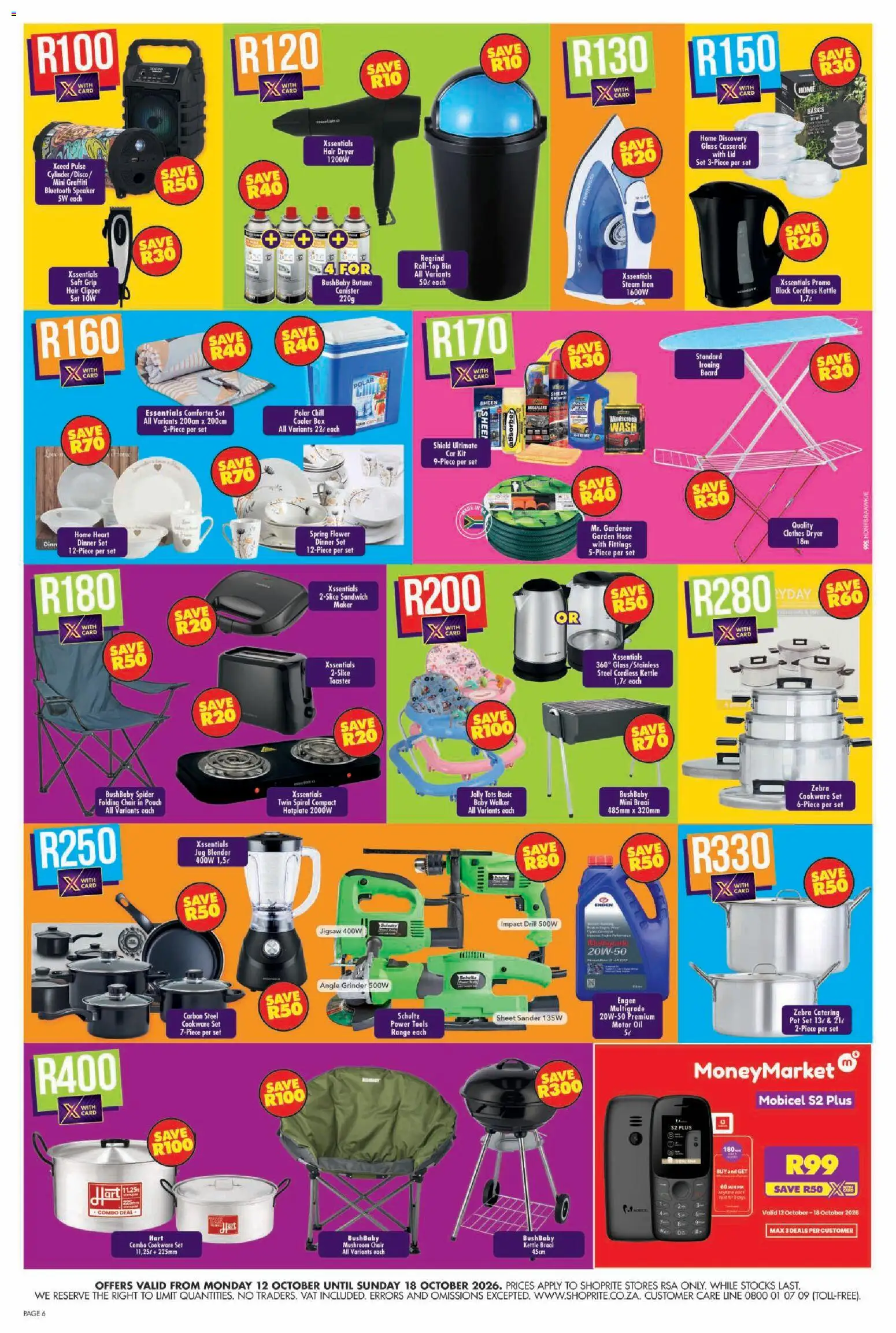 New Shoprite catalogue – valid from 12/10/2026 | Page: 6 | Products: Cooler, Hair clipper, Oil, Angle grinder