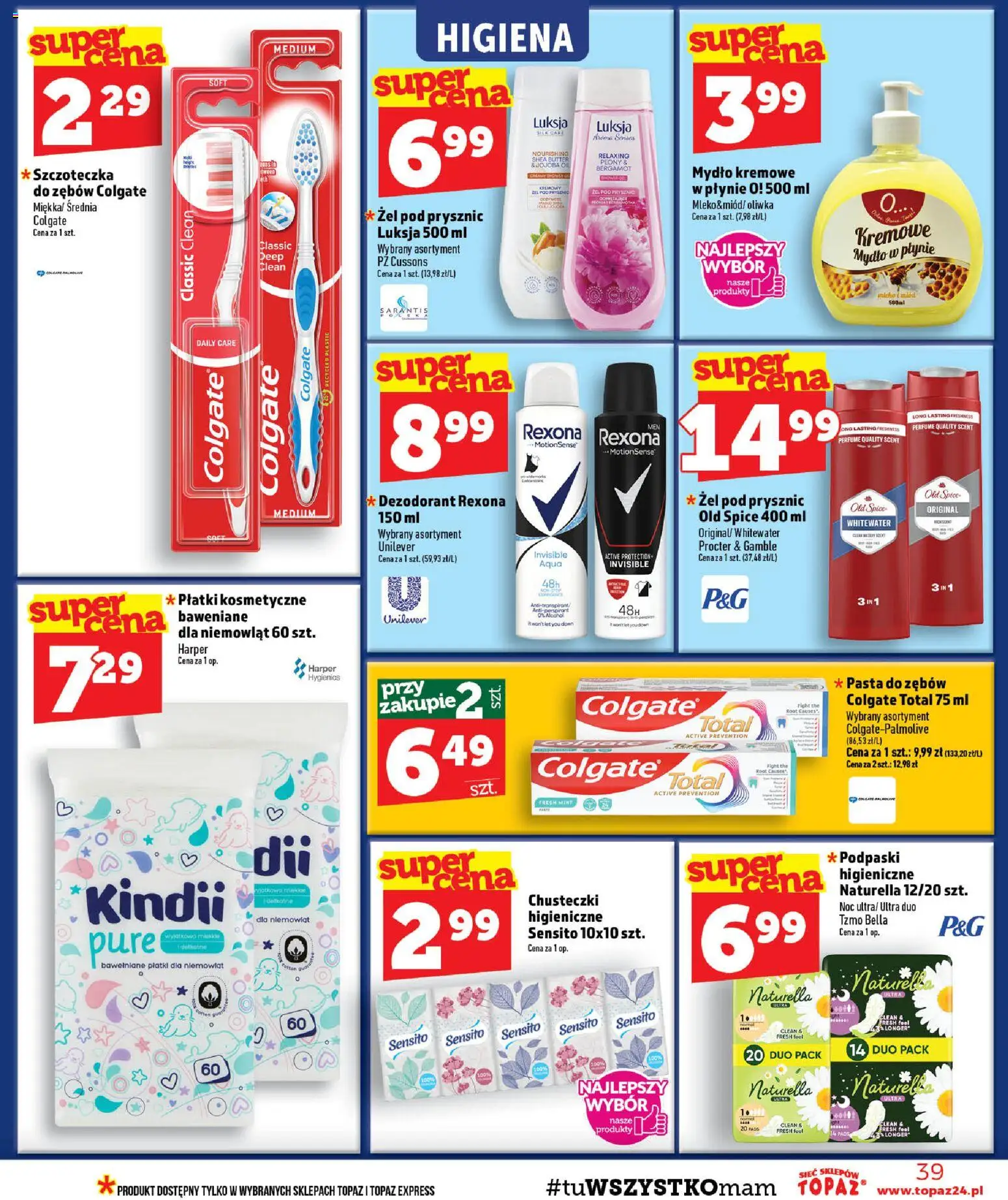 Topaz gazetka od 06.08.2026 | Strona: 39 | Produkty: Mydło w płynie, Prysznic, Płatki, Old spice